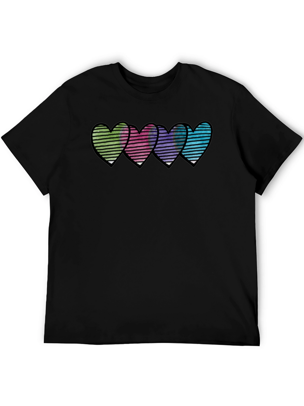 Heart Stripe Graphic Print Mens T-Shirt
