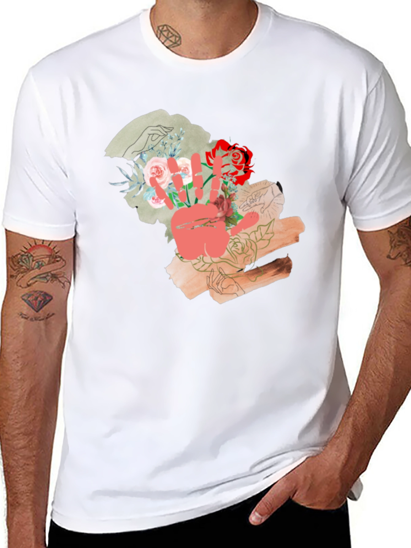 Floral Peace Sign Graphic T-Shirt