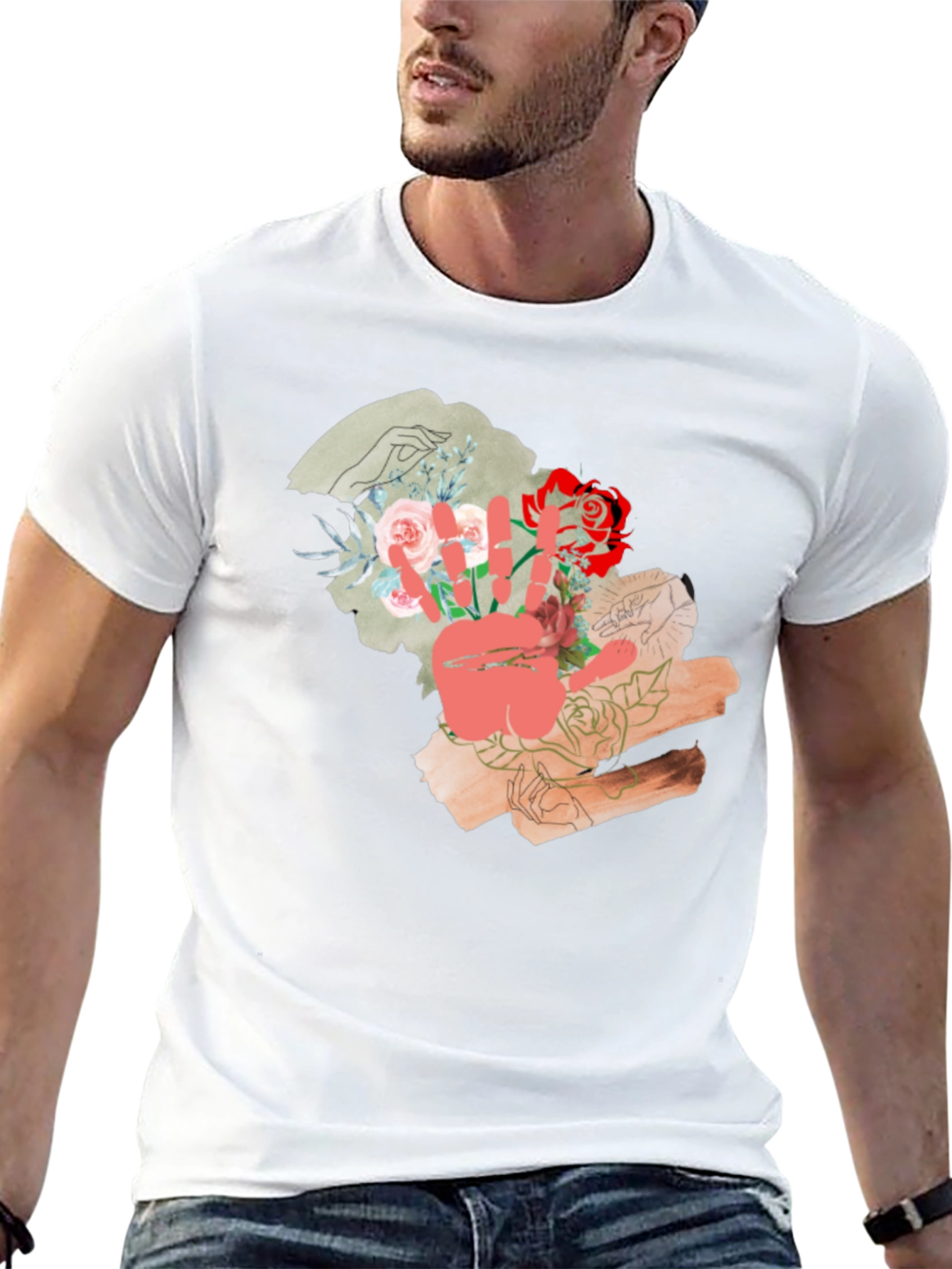 Floral Peace Sign Graphic T-Shirt