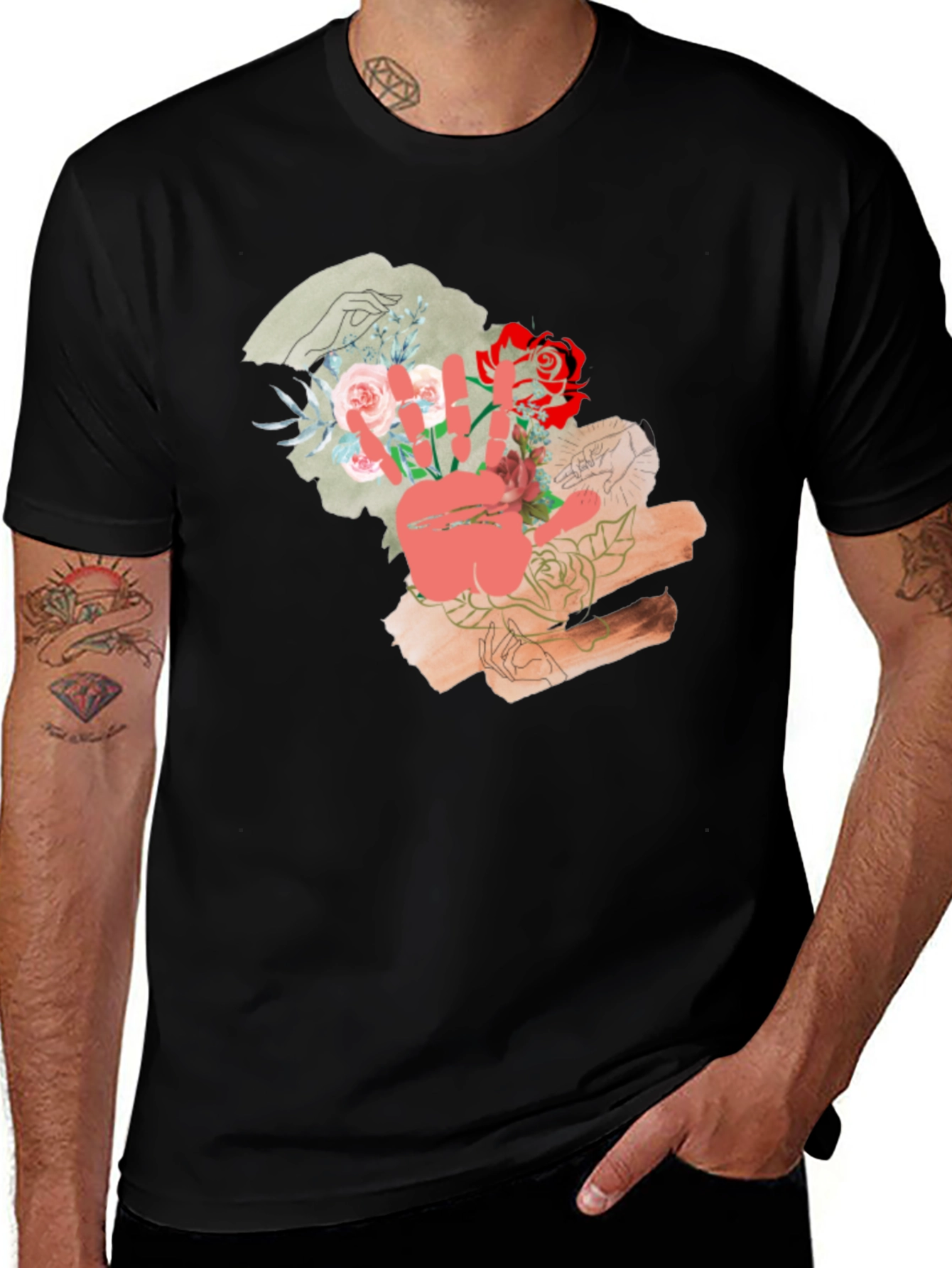 Floral Peace Sign Graphic T-Shirt