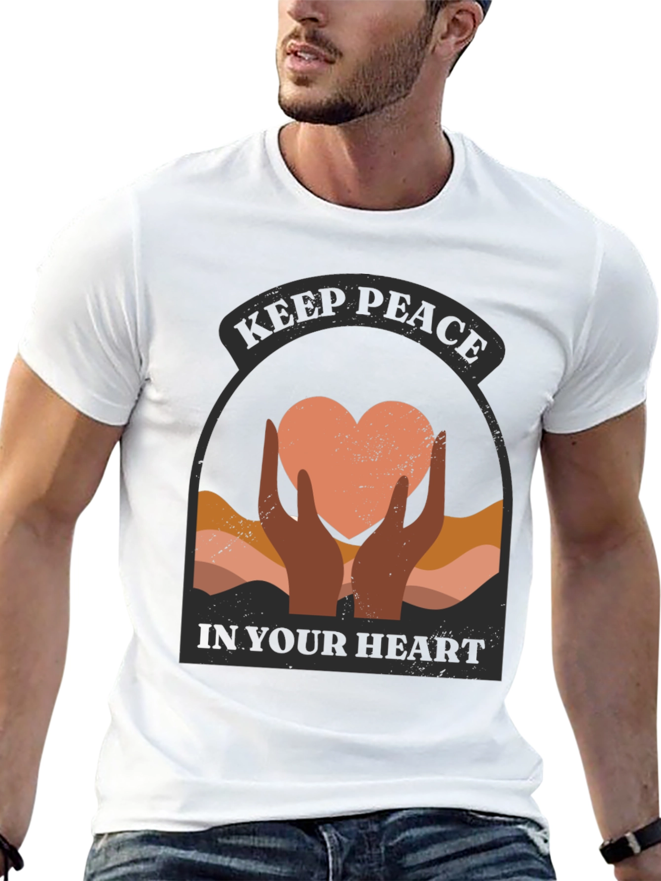 Keep Peace Heart Graphic T-Shirt