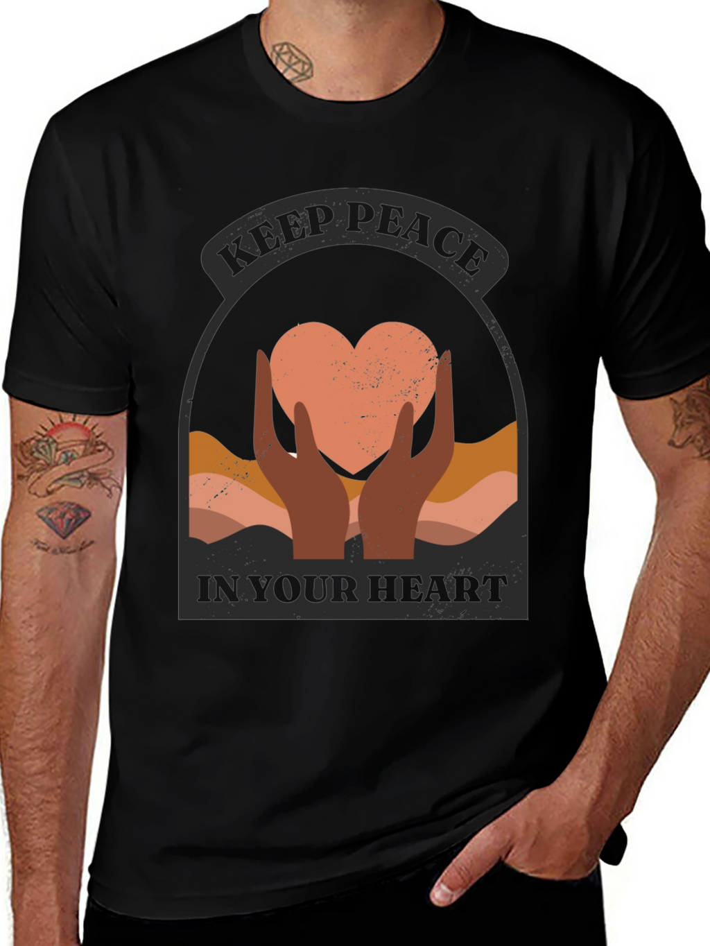 Keep Peace Heart Graphic T-Shirt