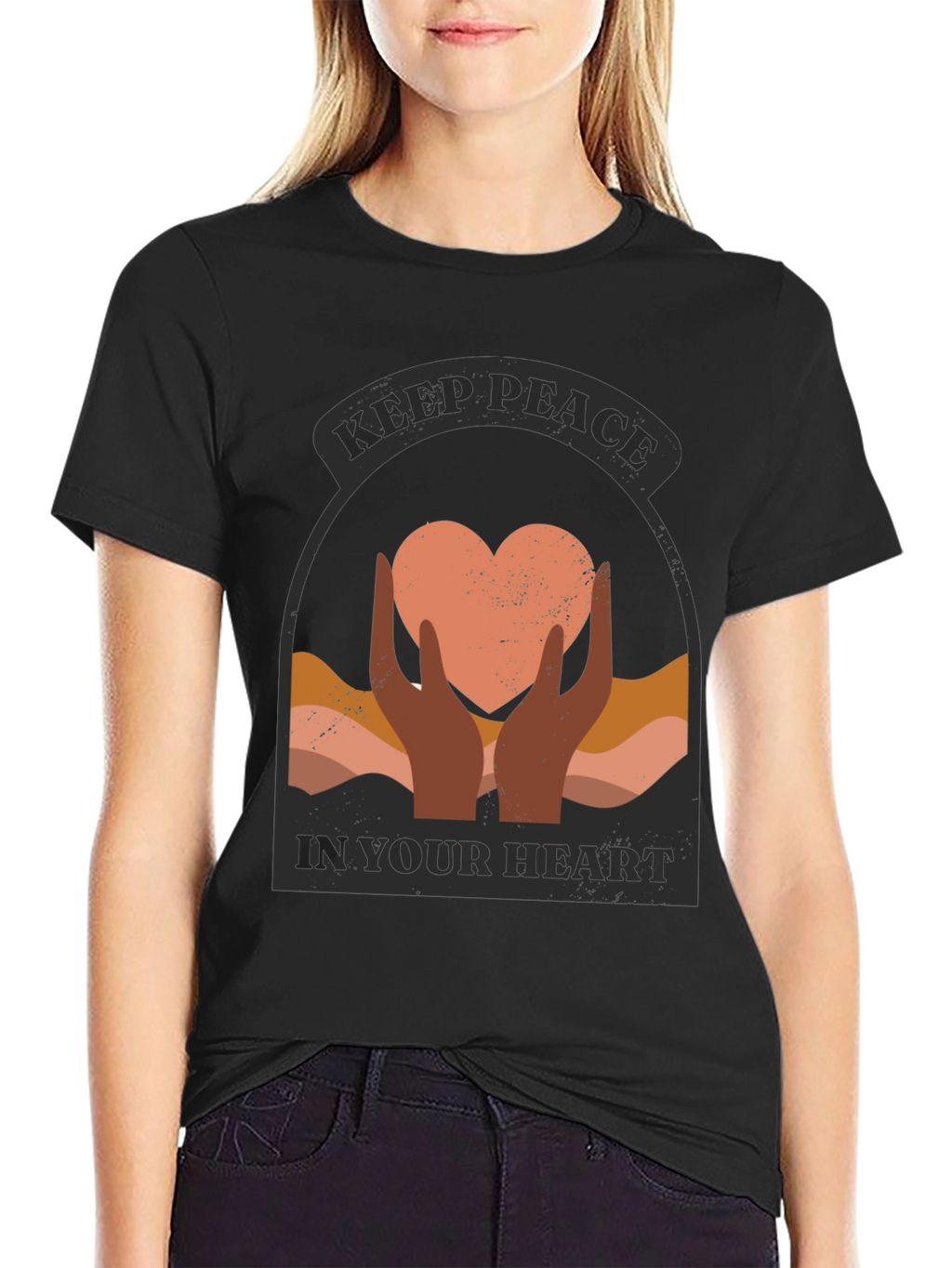 Keep Peace Heart Graphic T-Shirt