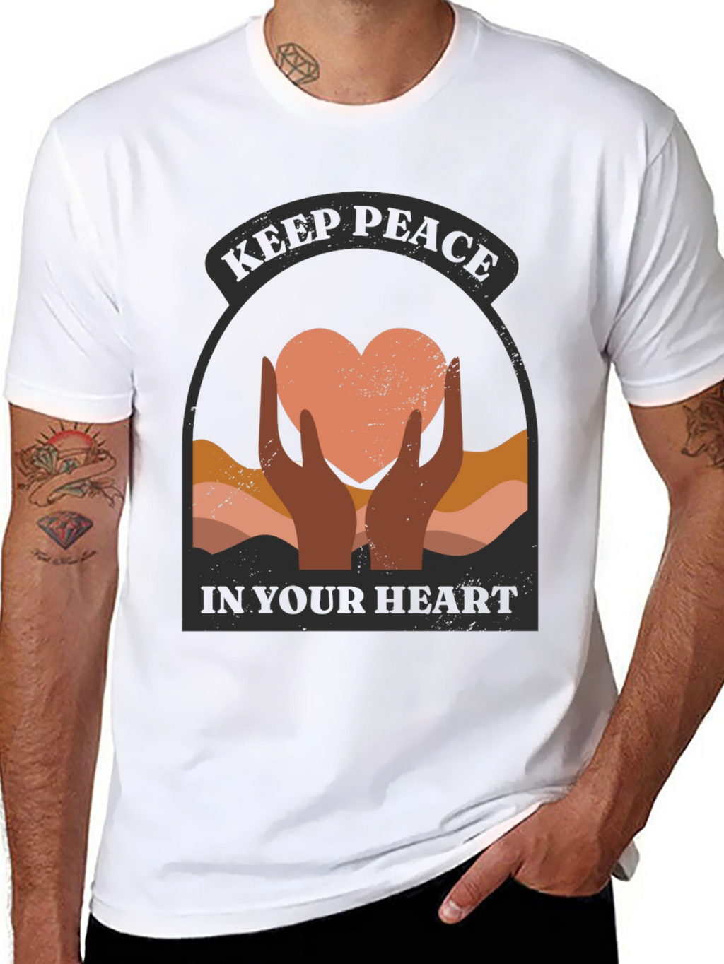 Keep Peace Heart Graphic T-Shirt
