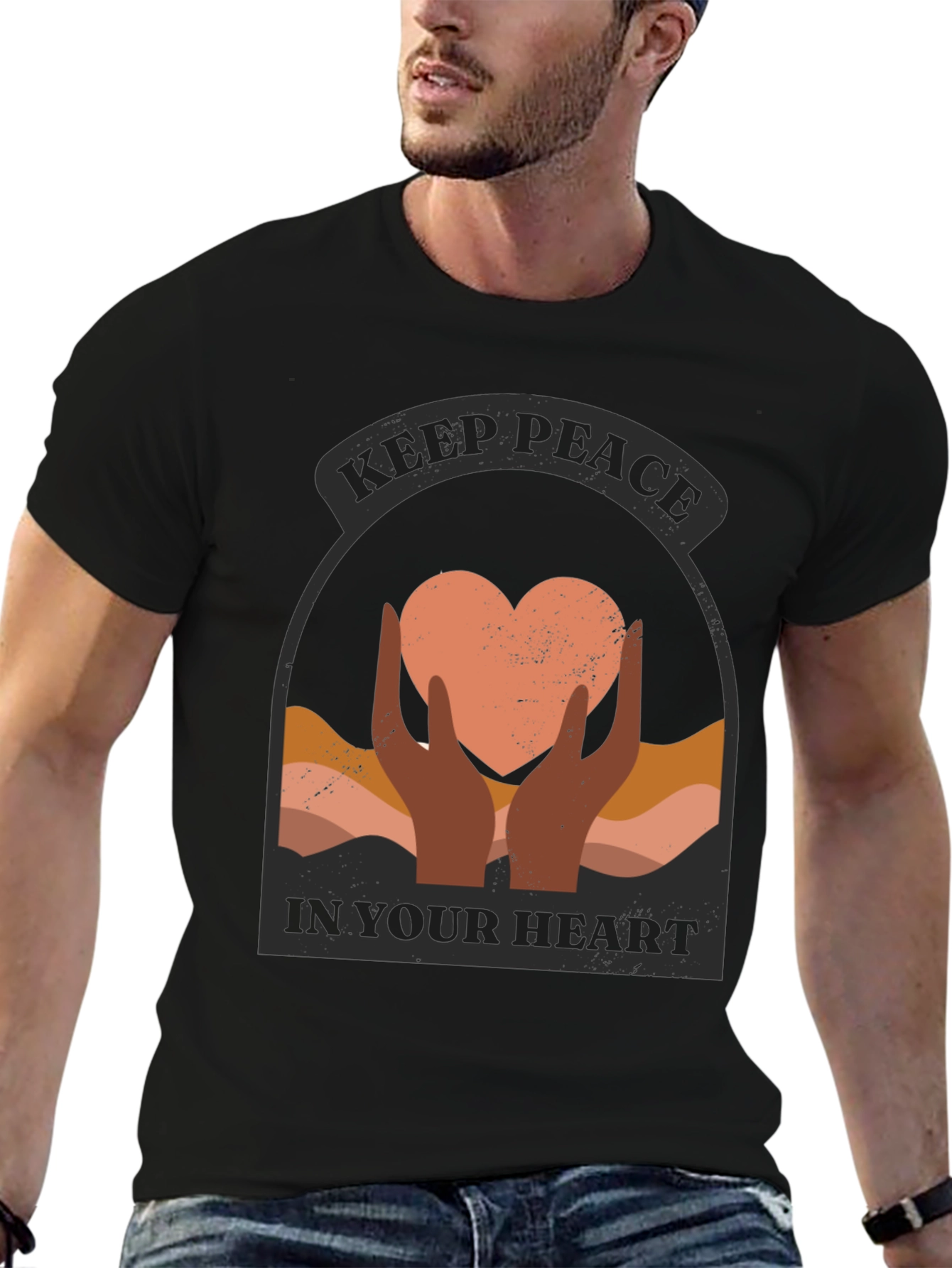 Keep Peace Heart Graphic T-Shirt