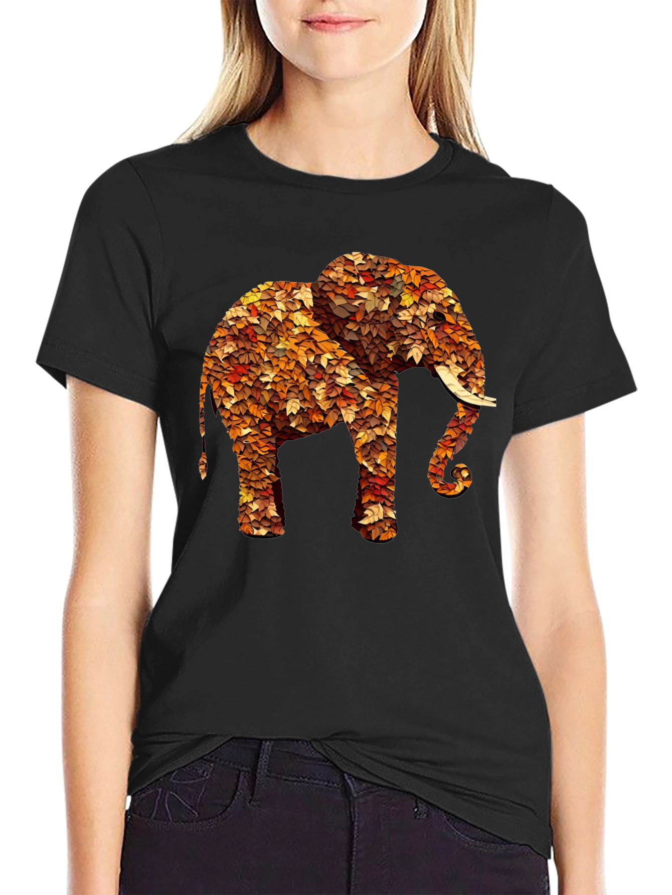 Leaf Elephant Graphic Print Tee