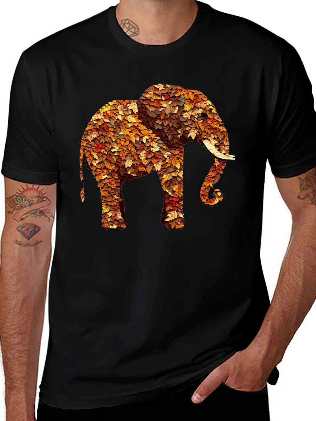 Leaf Elephant Graphic Print Tee