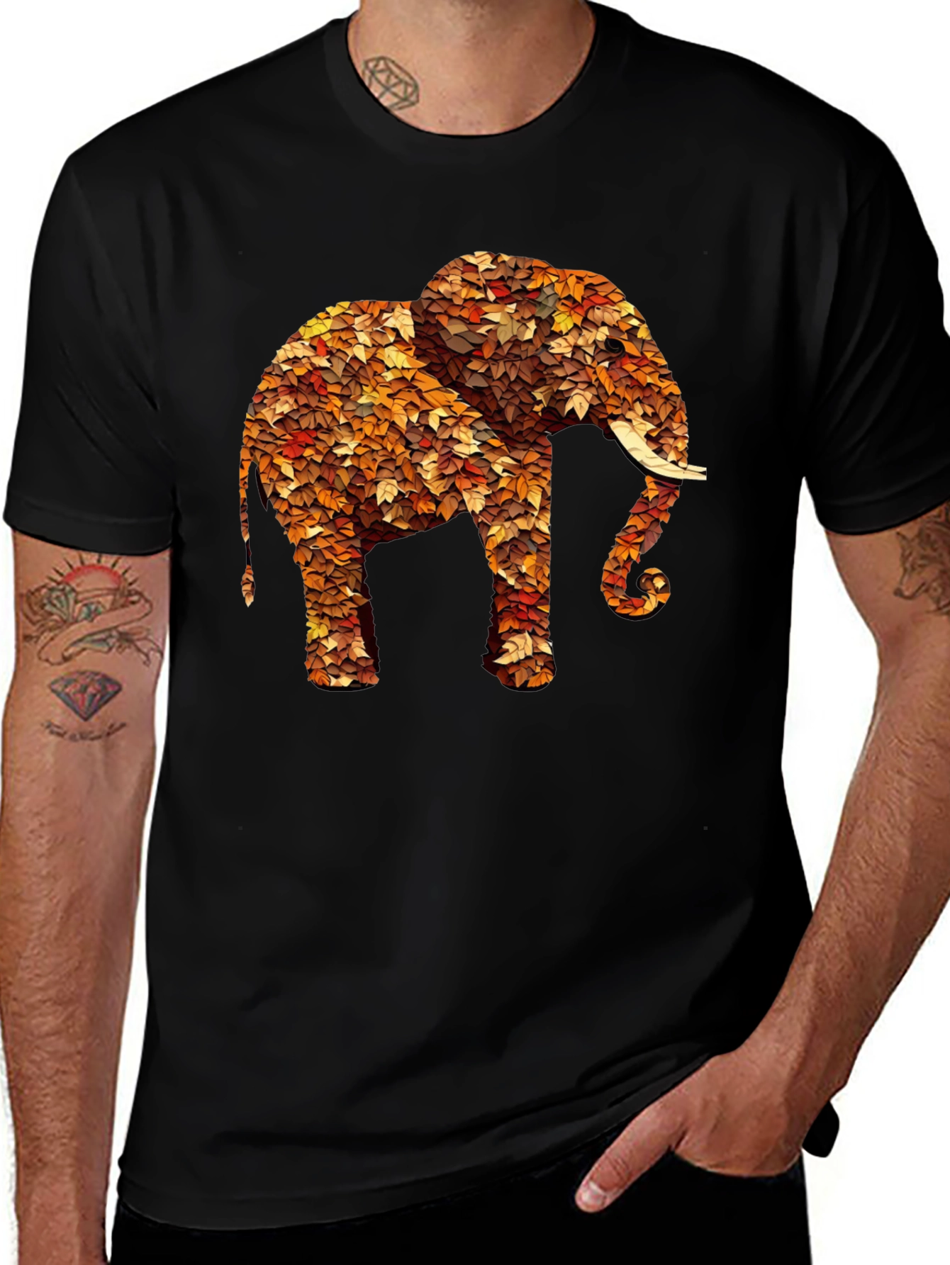 Leaf Elephant Graphic Print Tee