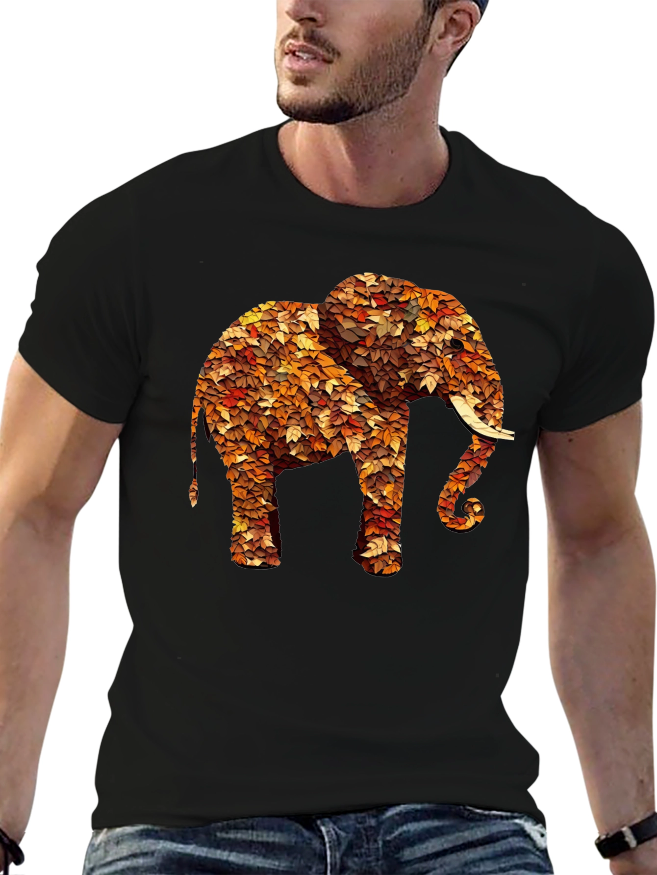 Leaf Elephant Graphic Print Tee