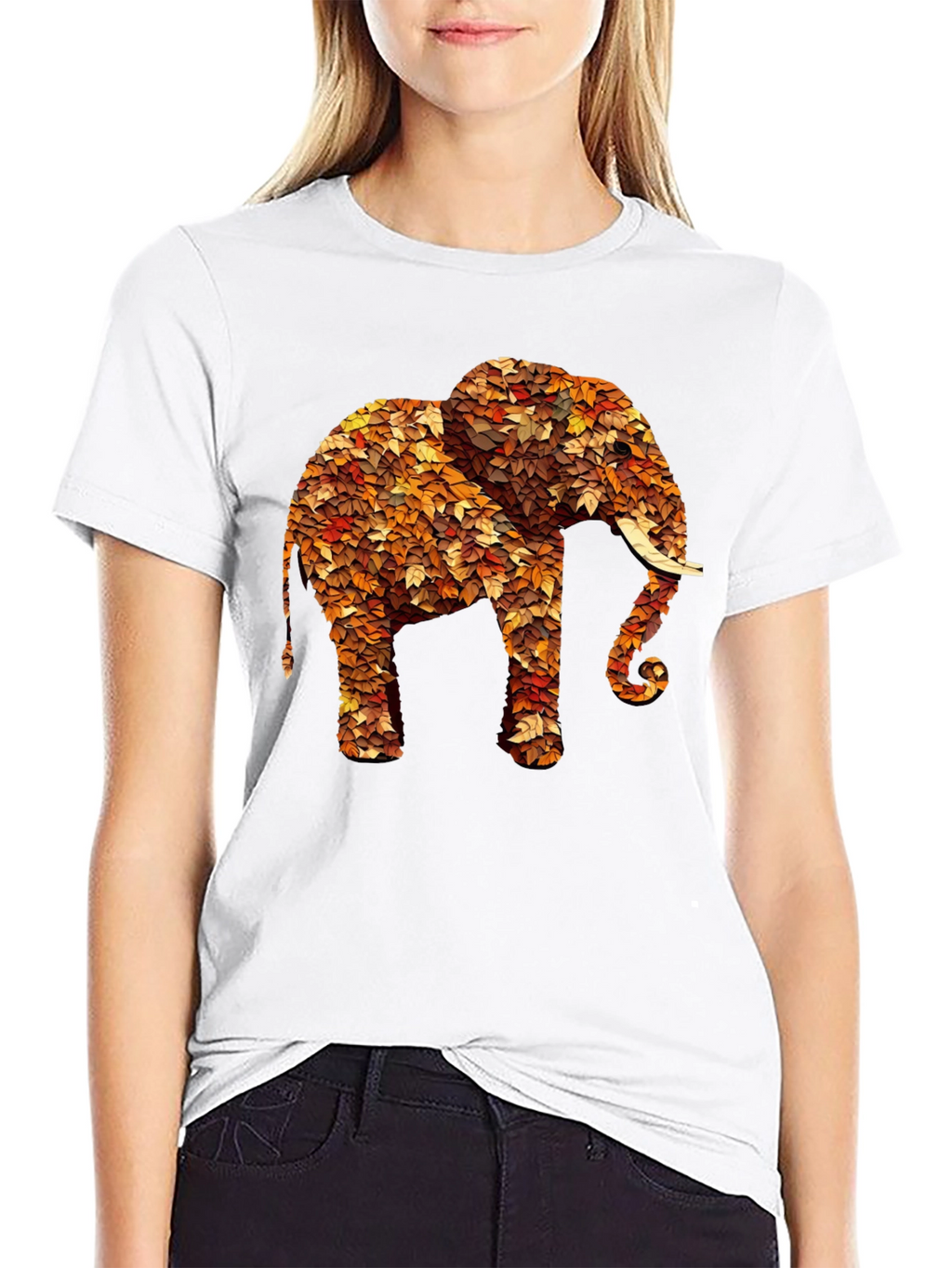 Leaf Elephant Graphic Print Tee