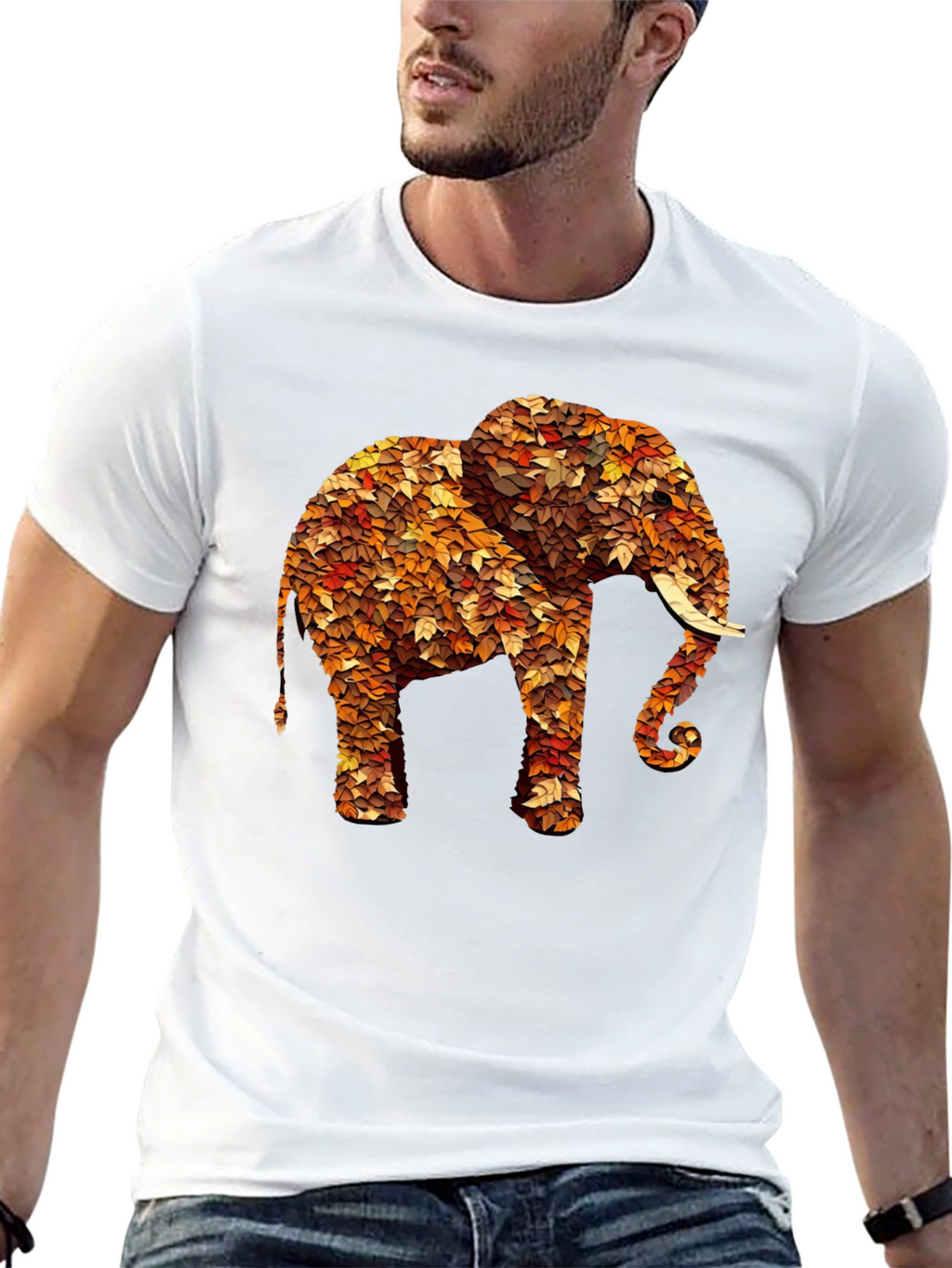 Leaf Elephant Graphic Print Tee