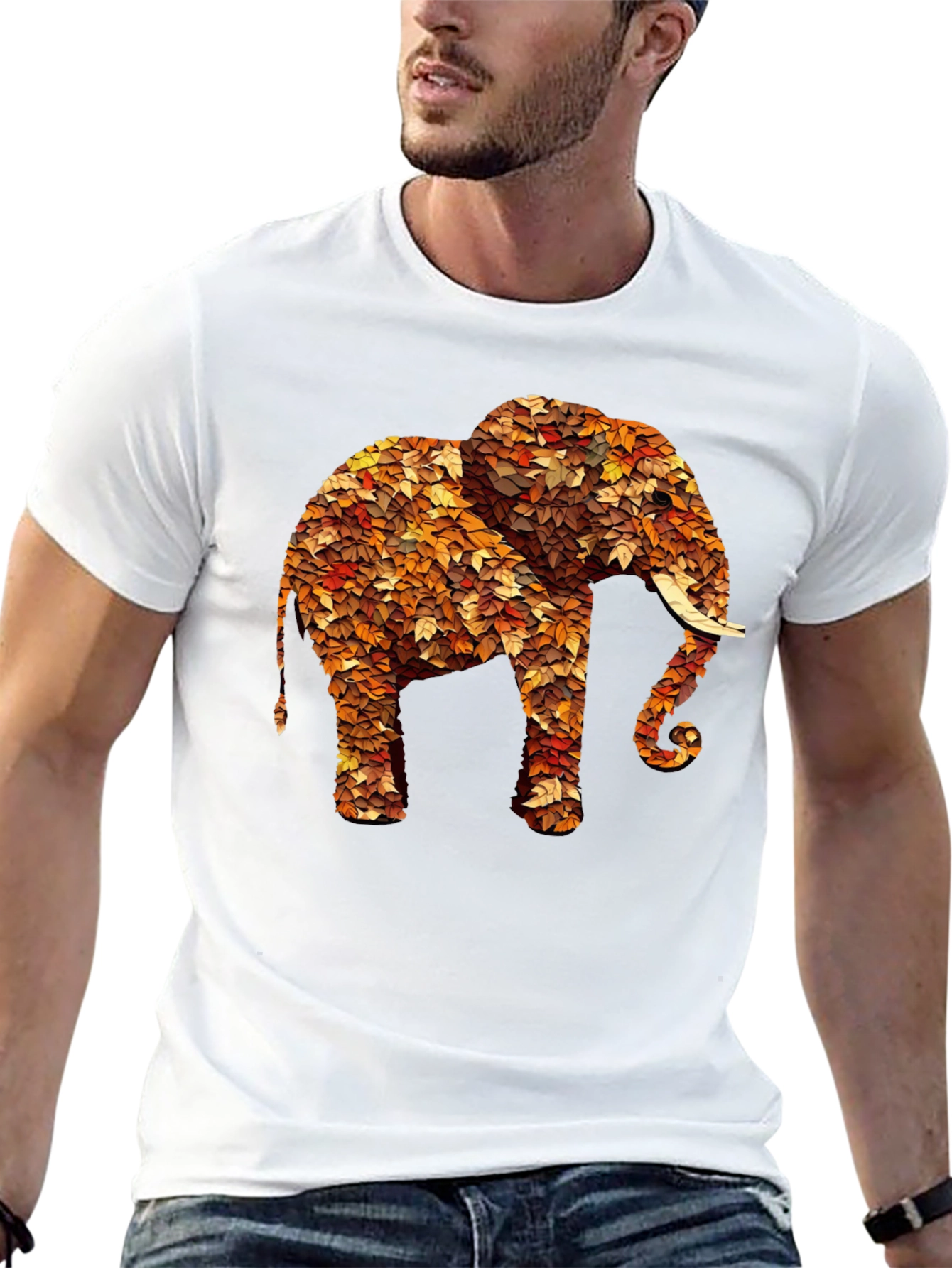 Leaf Elephant Graphic Print Tee