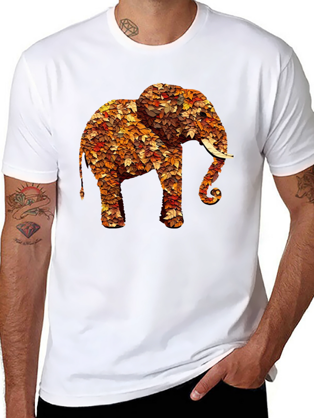 Leaf Elephant Graphic Print Tee