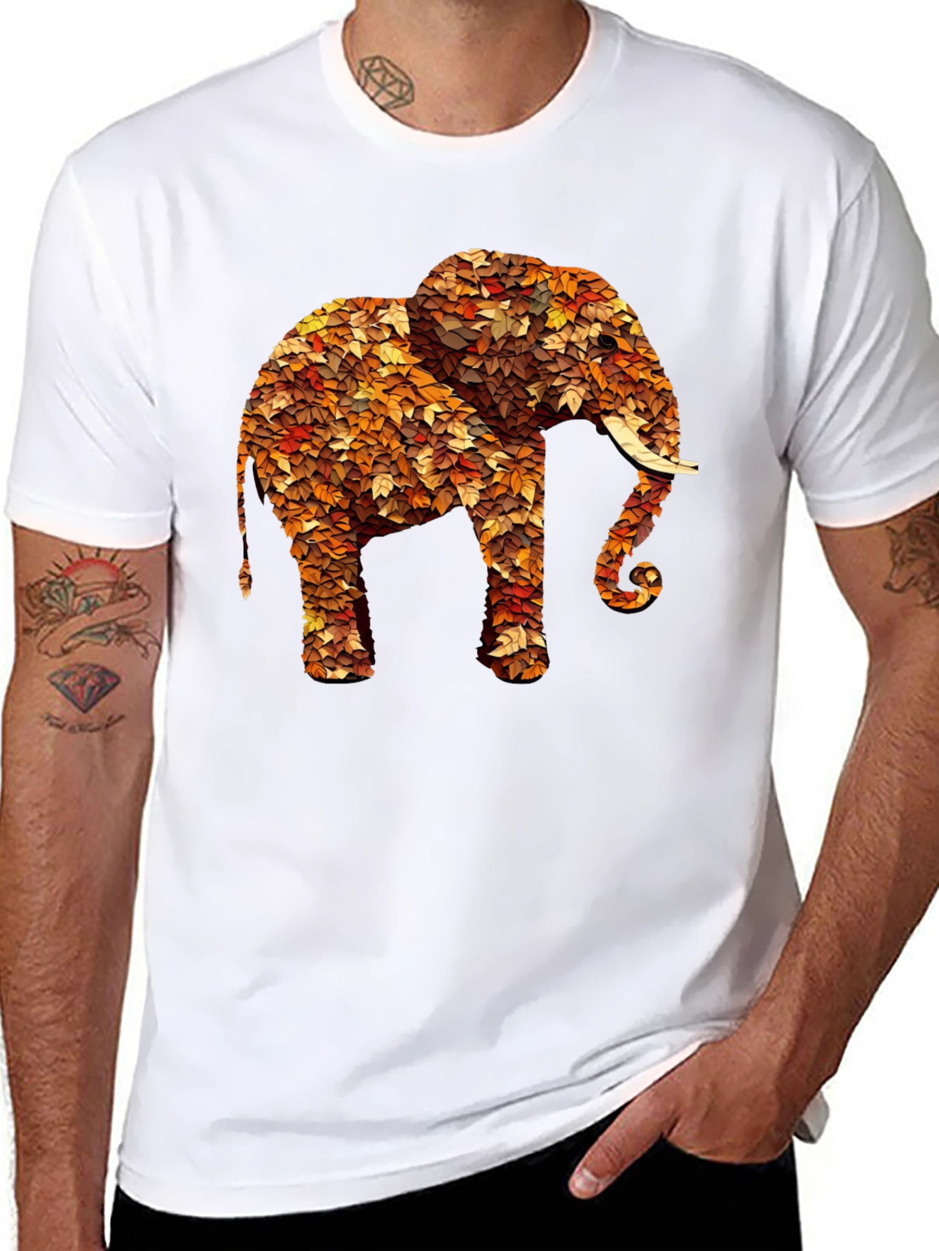 Leaf Elephant Graphic Print Tee