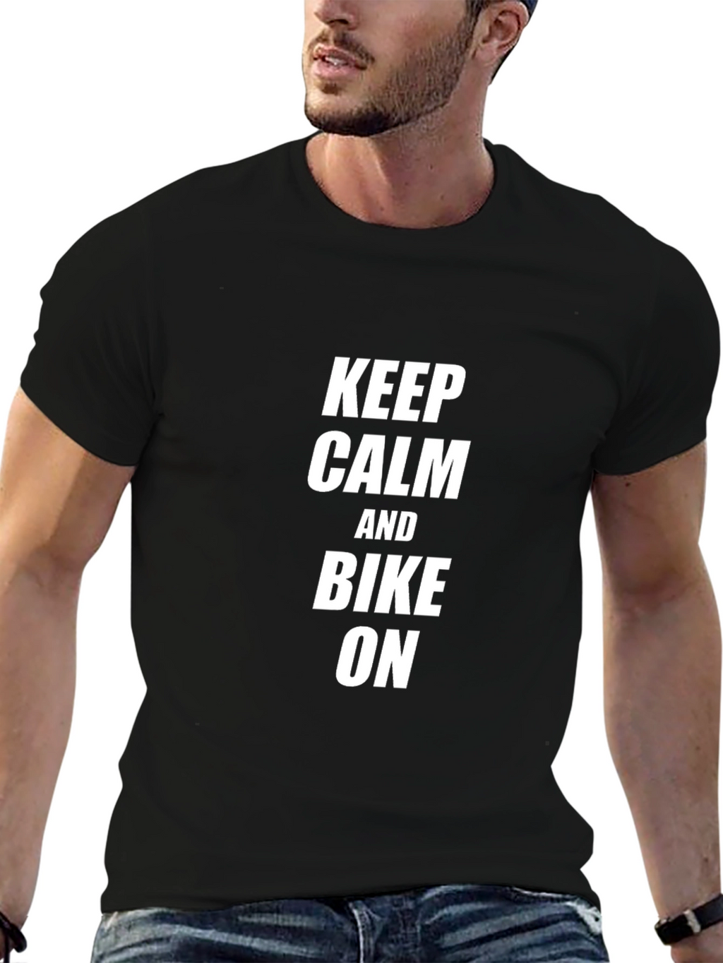 Keep Calm and Bike On T-Shirt - Black