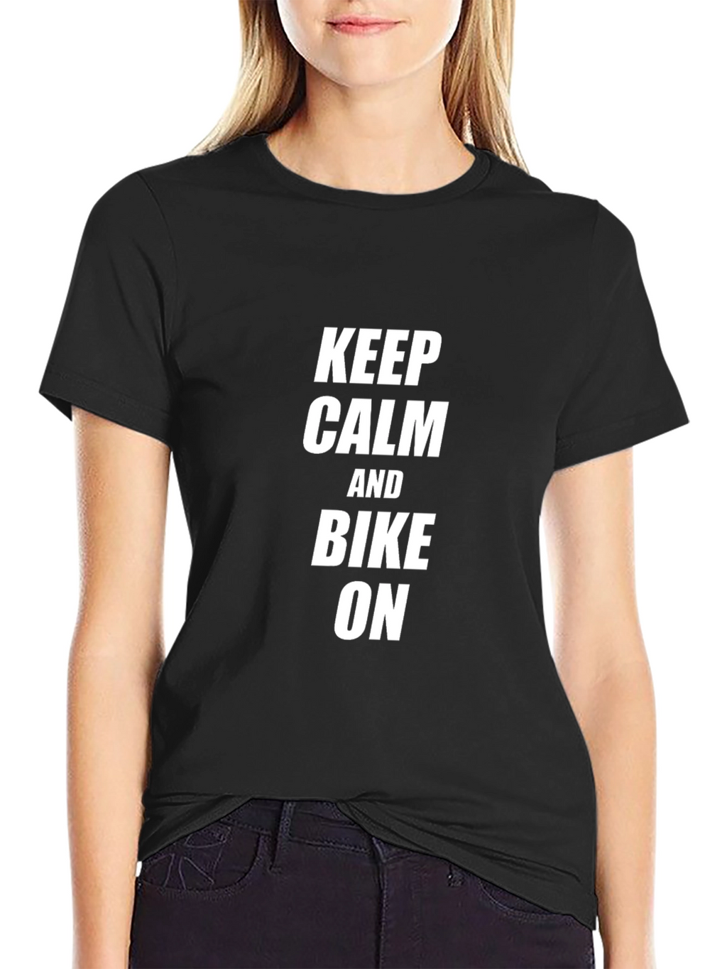 Keep Calm and Bike On T-Shirt - Black