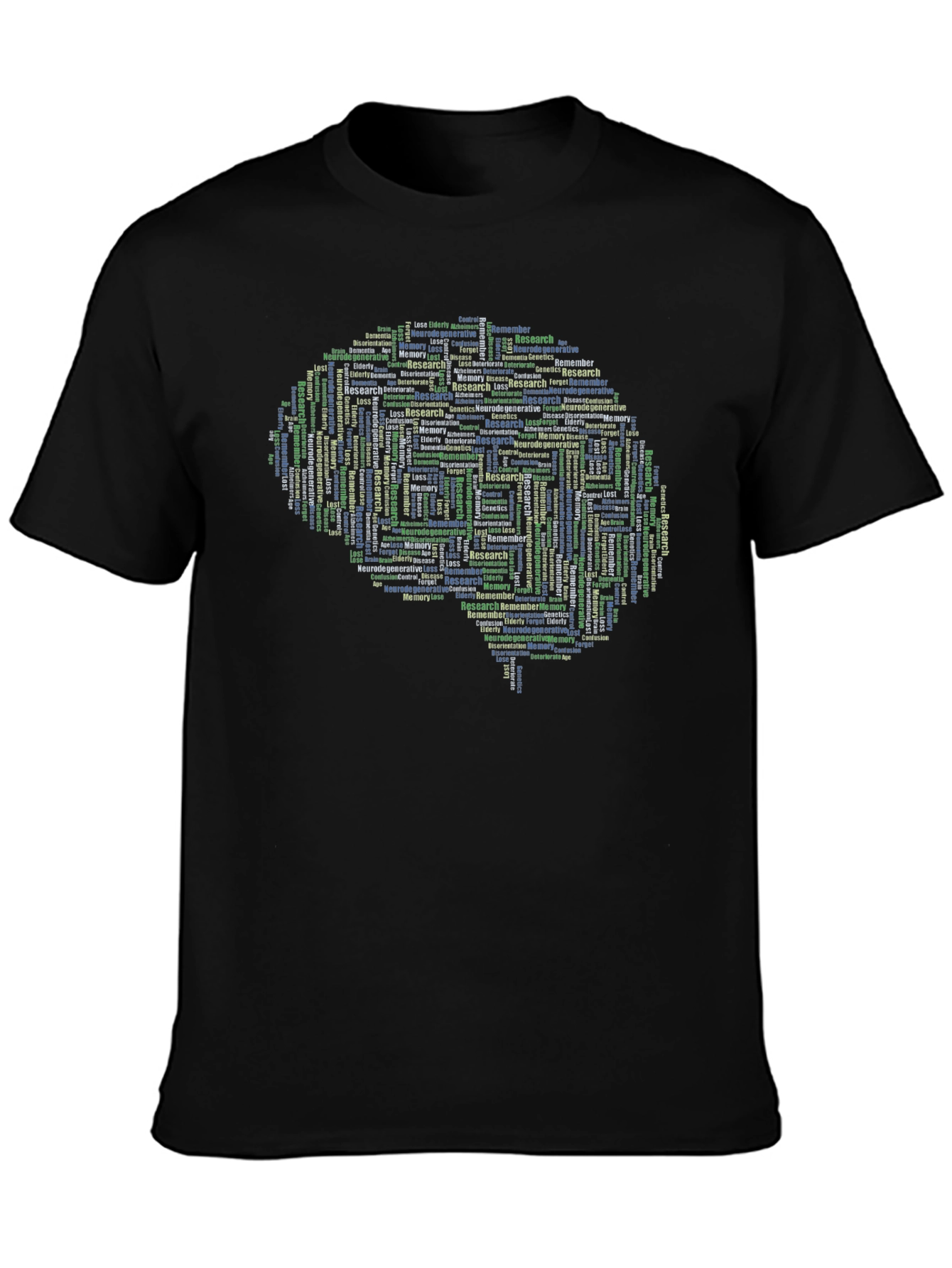 Brain Word Cloud T-Shirt - Research Memory Genetics