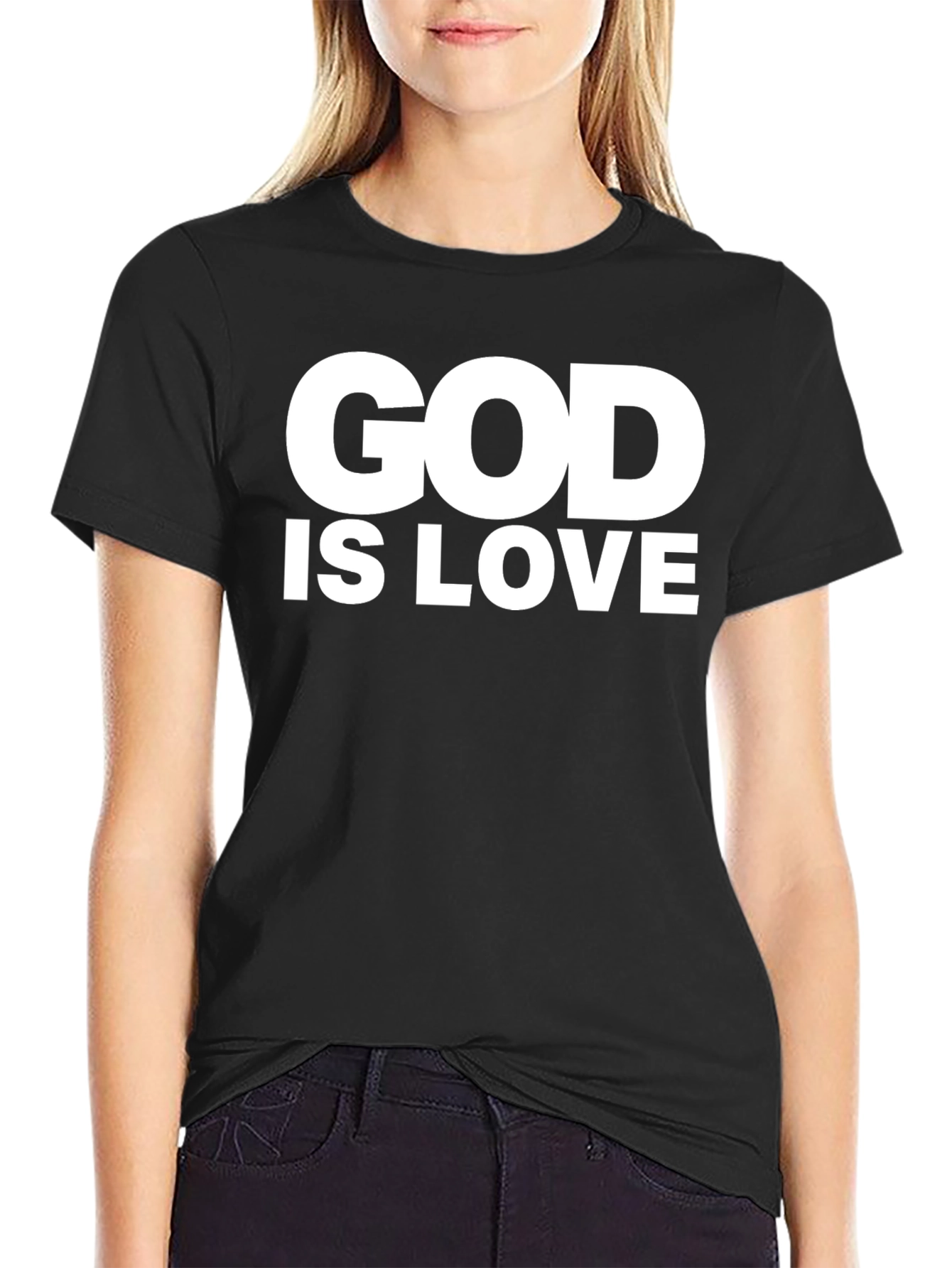 God is Love Graphic Tee - Black Cotton Blend