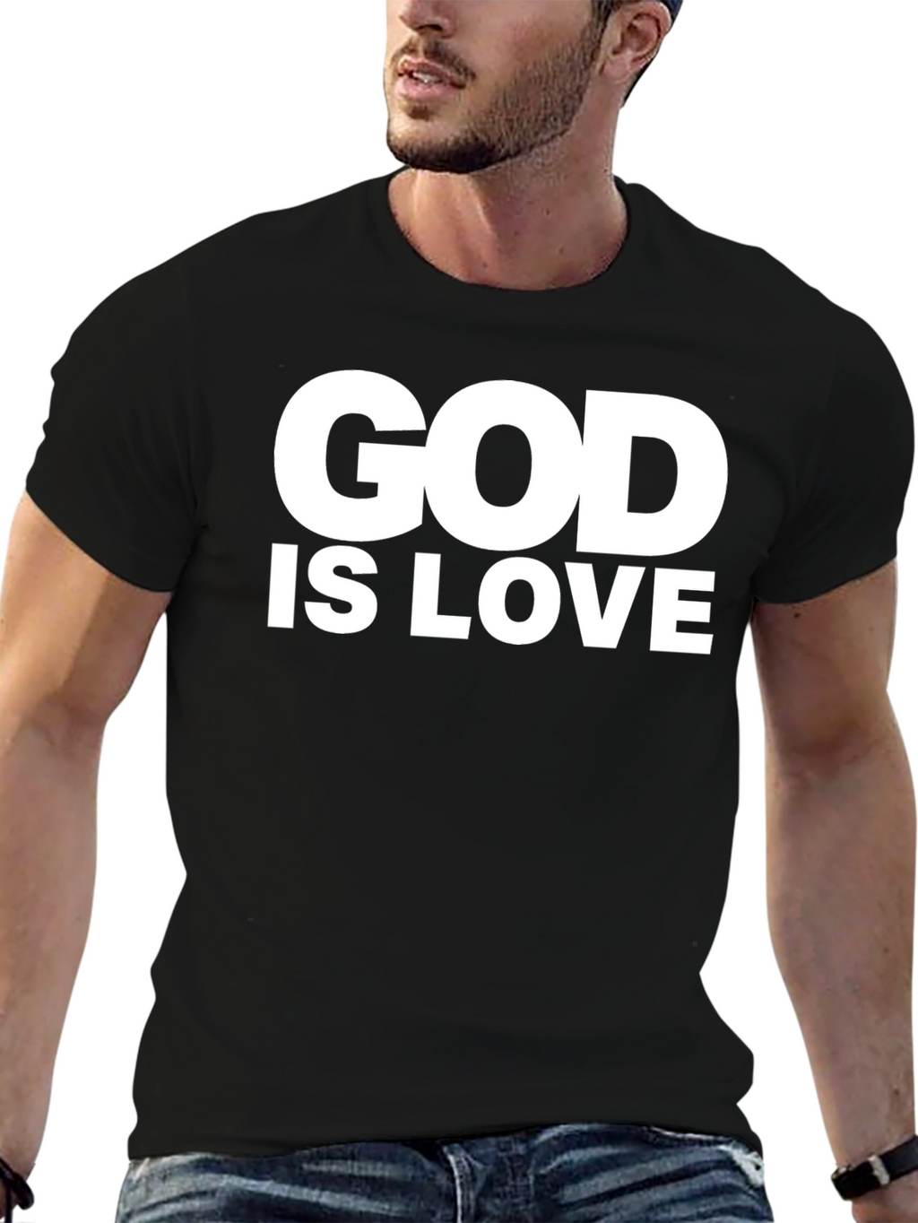 God is Love Graphic Tee - Black Cotton Blend