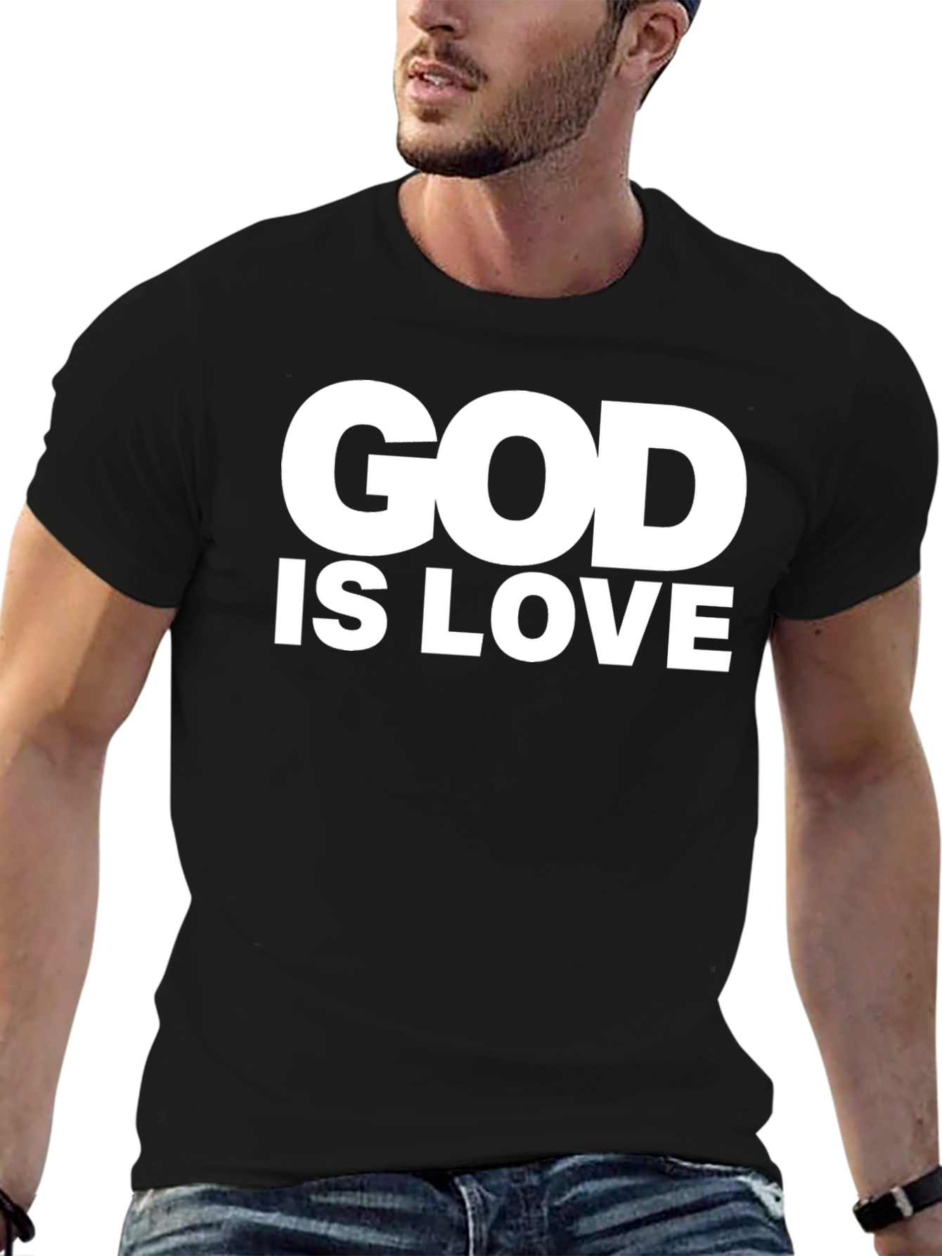 God is Love Graphic Tee - Black Cotton Blend