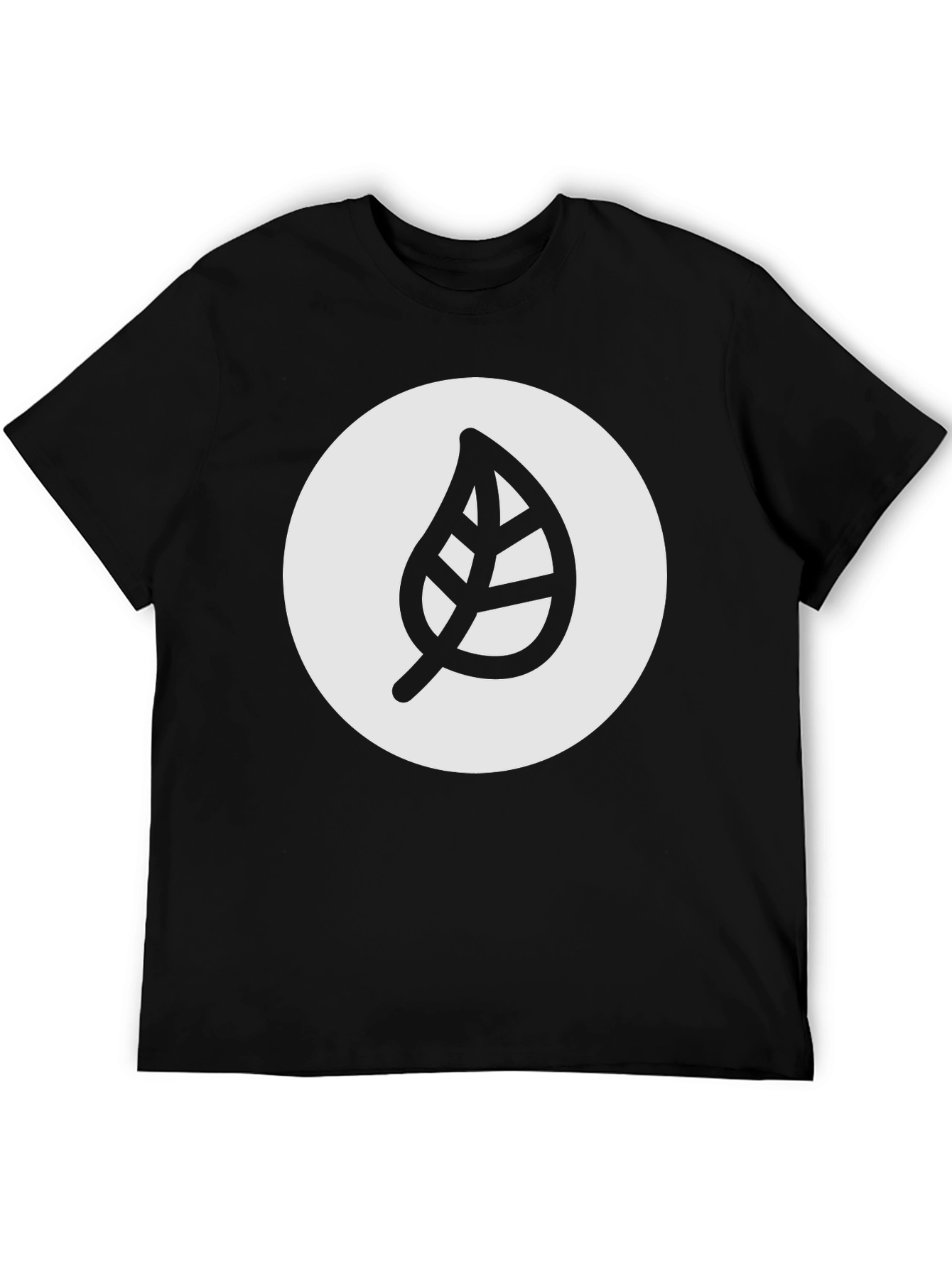 Leaf Logo Graphic Black T-Shirt - Casual Style