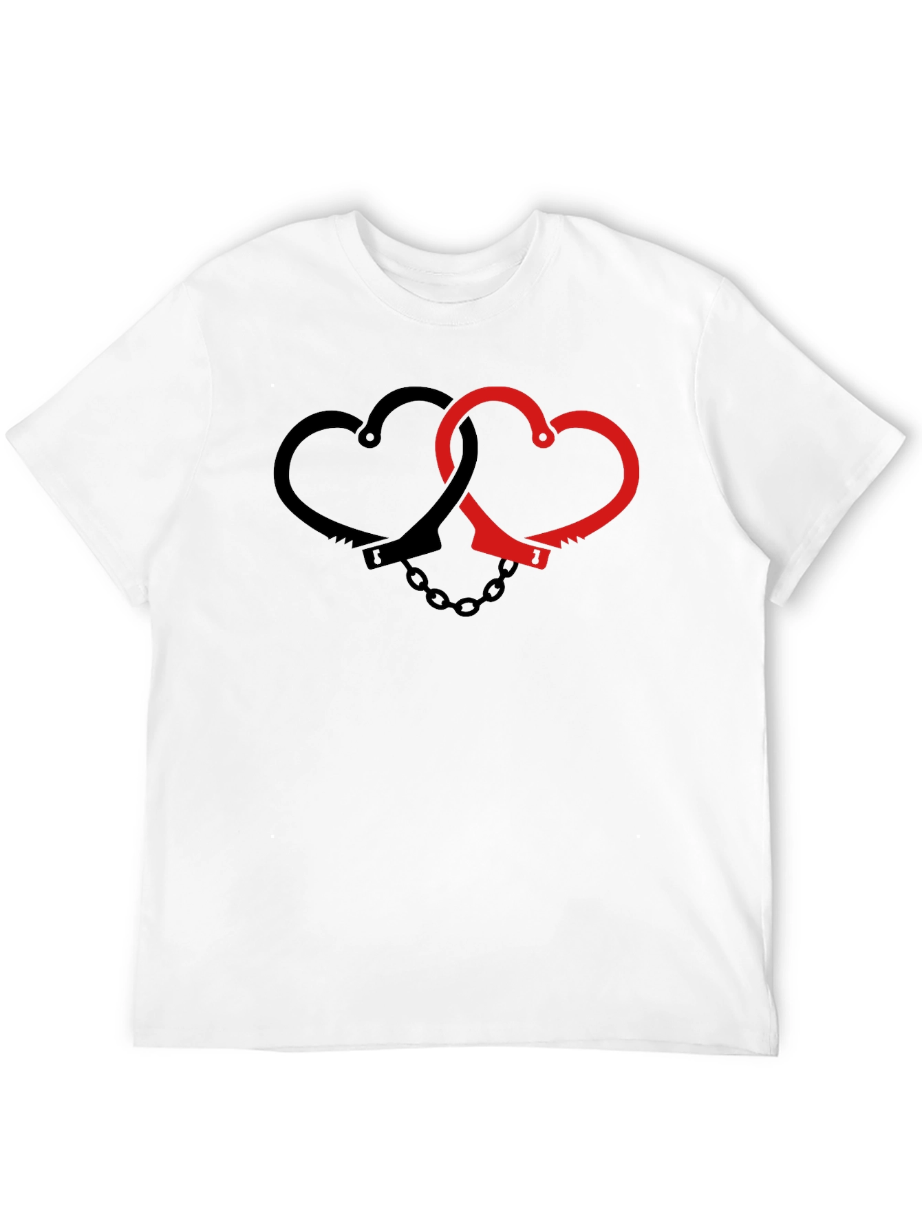 Heart Handcuffs Graphic Tee - Edgy Love Shirt