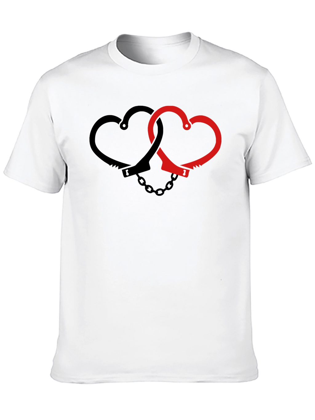 Heart Handcuffs Graphic Tee - Edgy Love Shirt