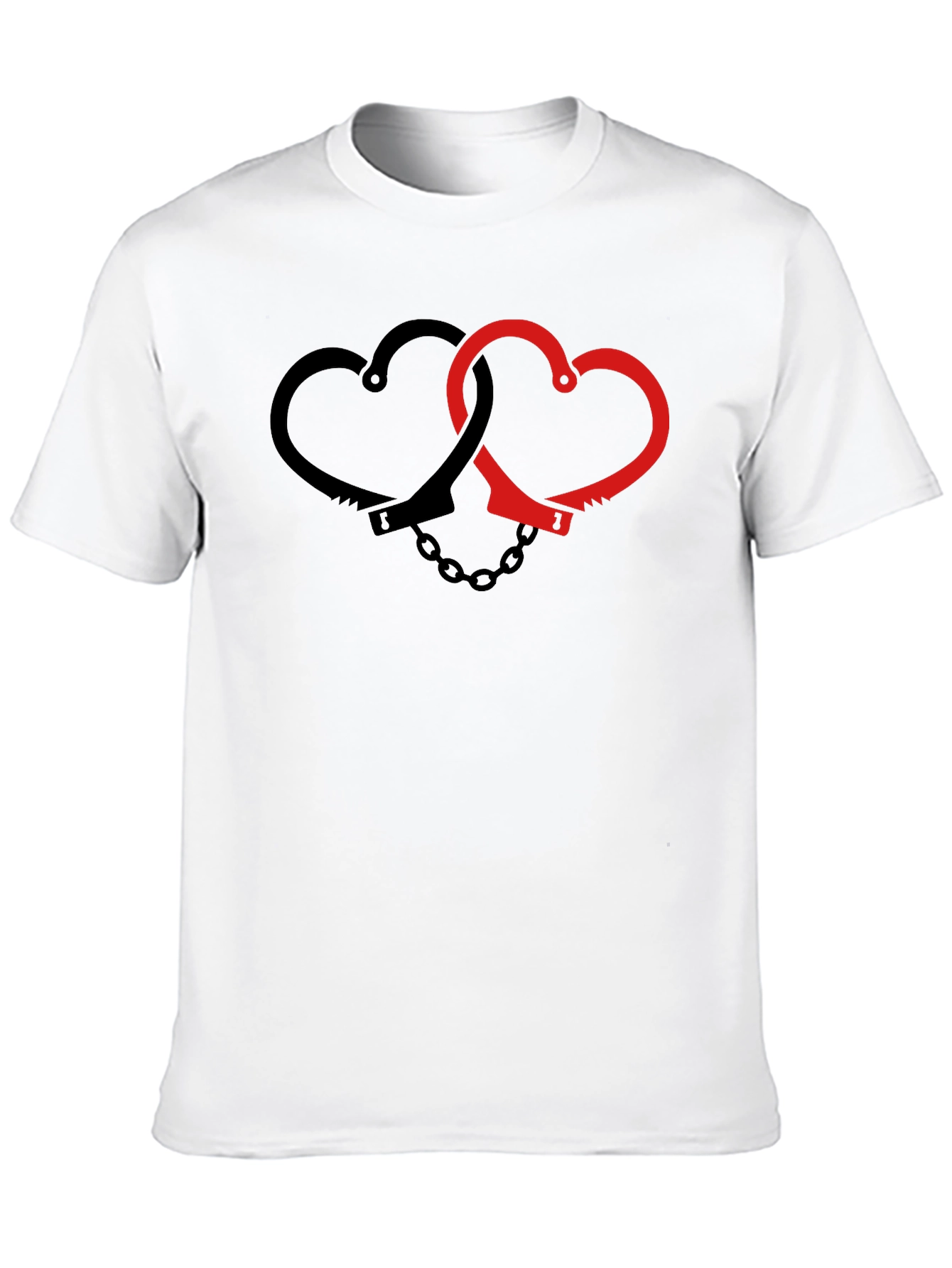 Heart Handcuffs Graphic Tee - Edgy Love Shirt