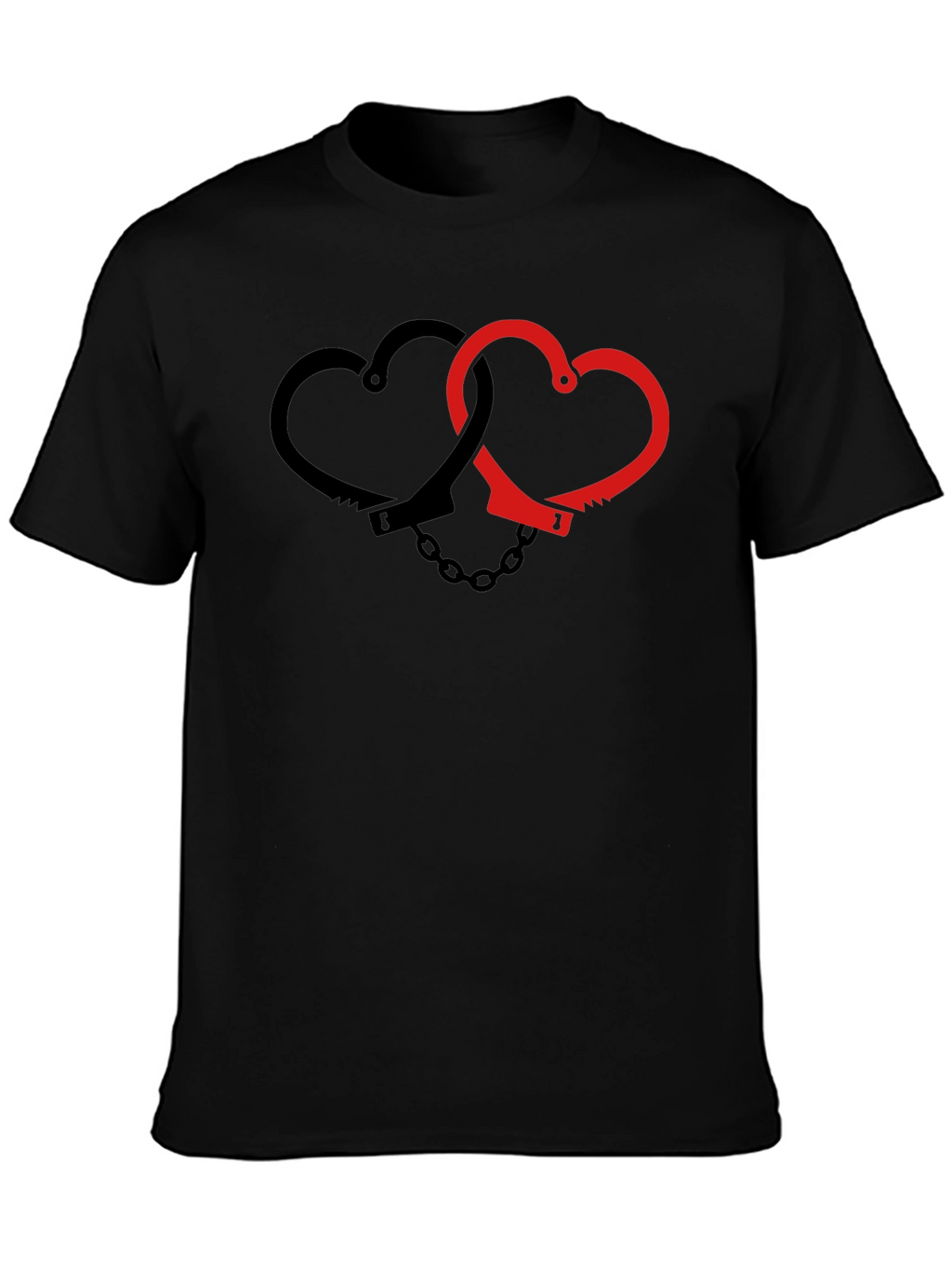 Heart Handcuffs Graphic Tee - Edgy Love Shirt