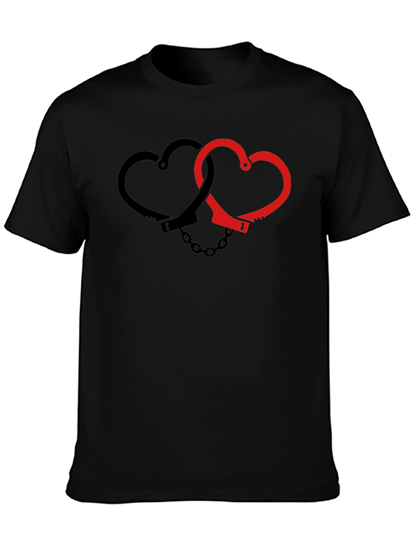 Heart Handcuffs Graphic Tee - Edgy Love Shirt