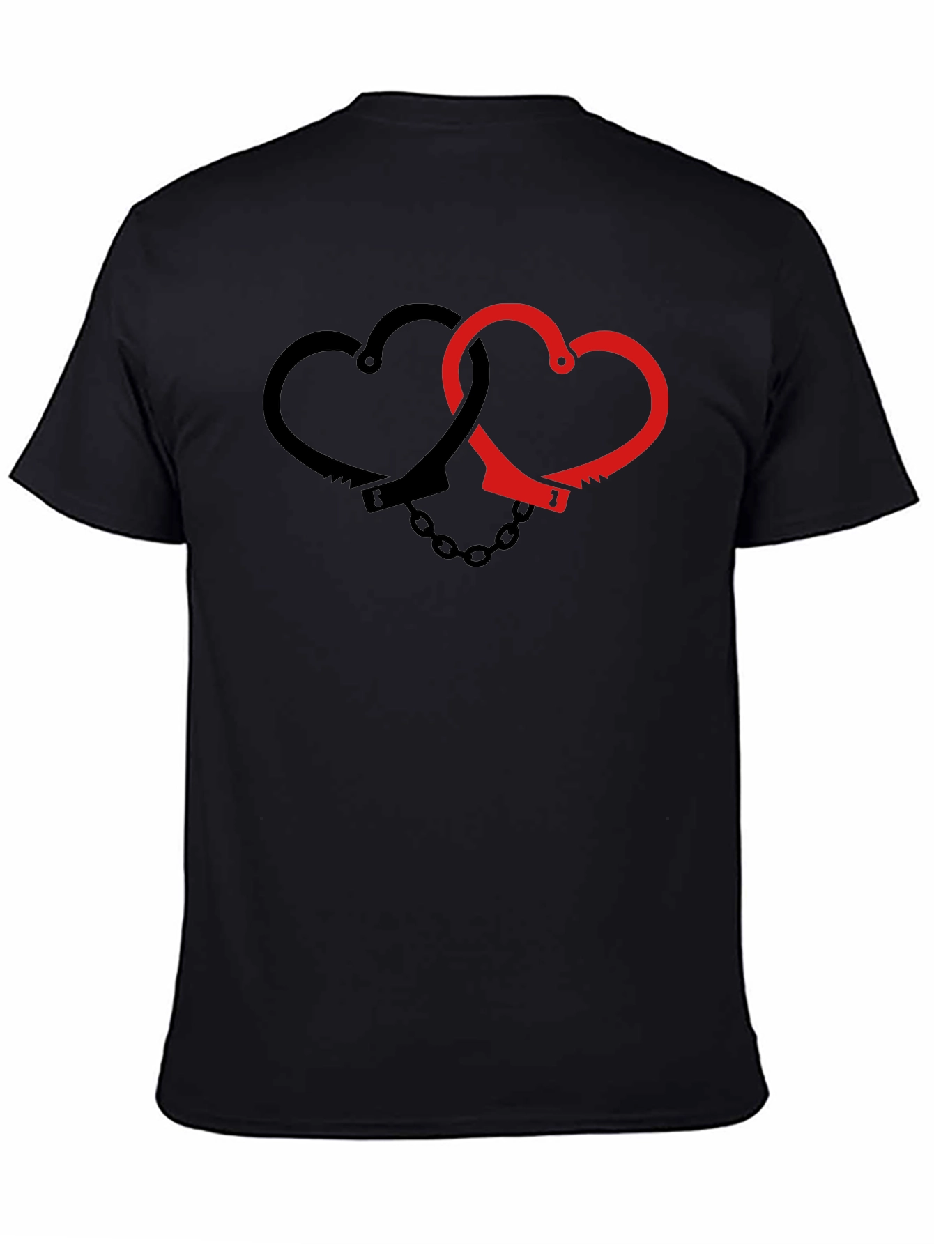 Heart Handcuffs Graphic Tee - Edgy Love Shirt