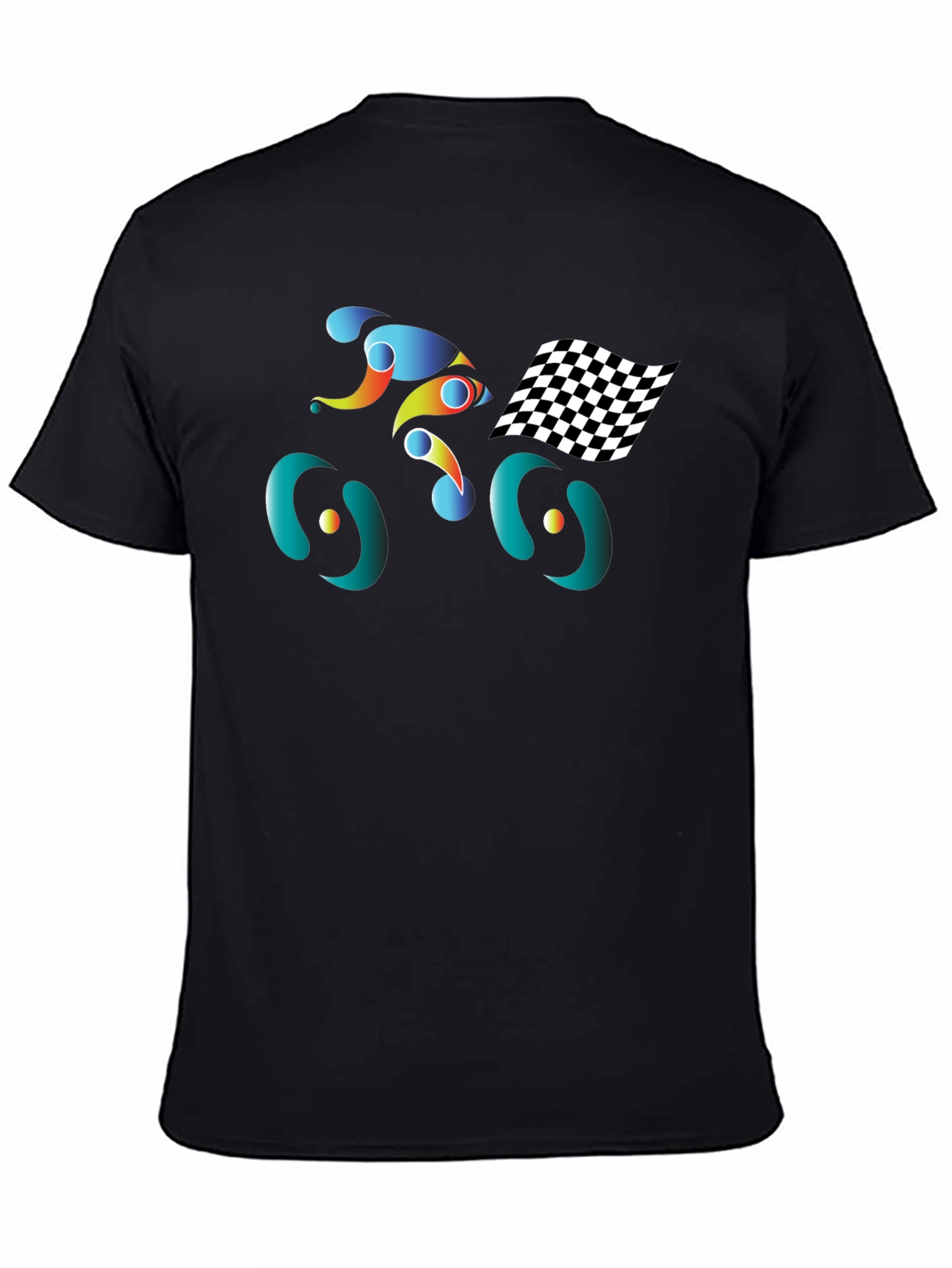 Abstract Cycling Graphic Tee - Black