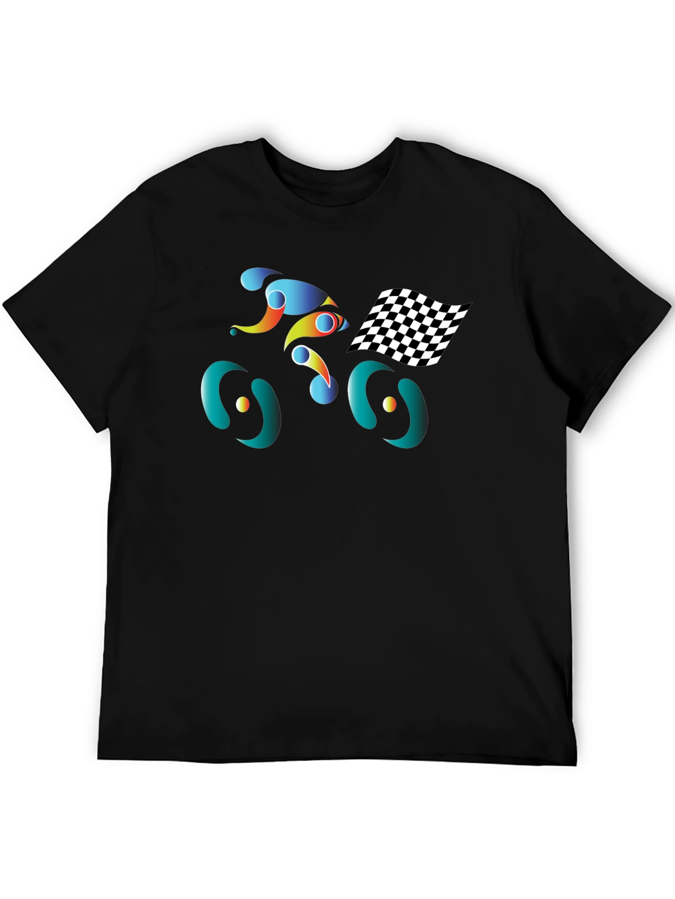 Abstract Cycling Graphic Tee - Black