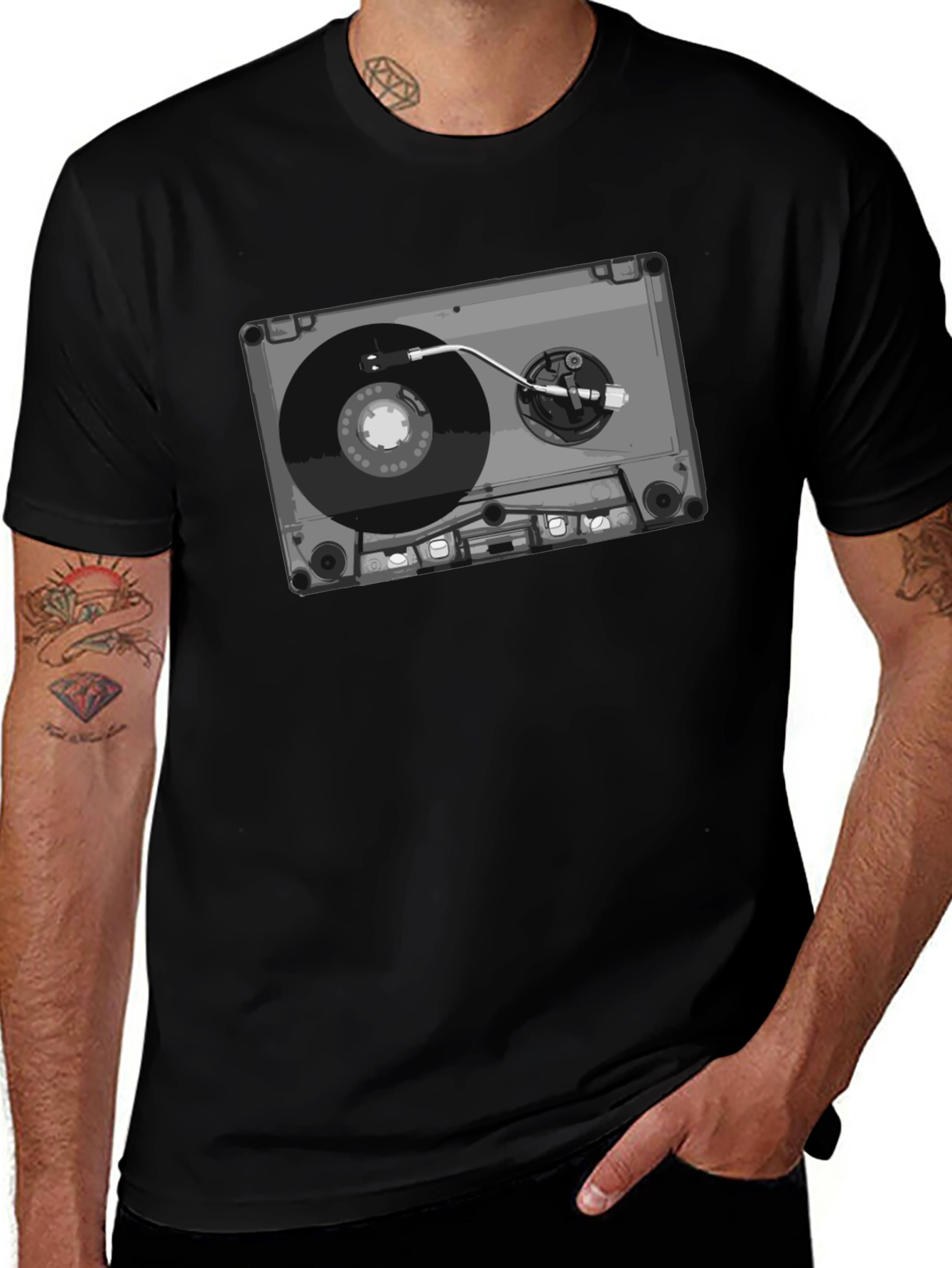 Retro Cassette Tape Turntable Graphic Tee