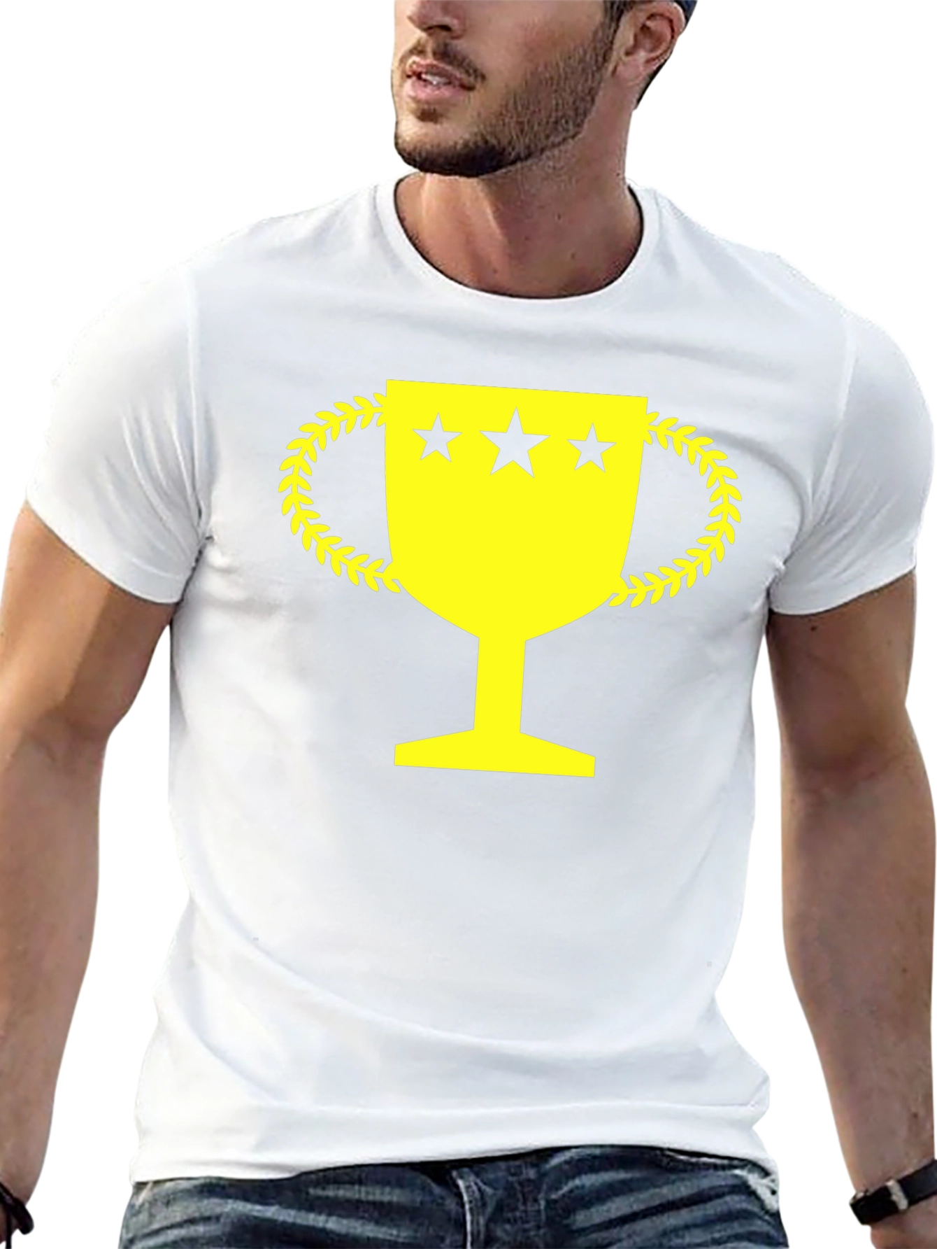 Trophy Graphic Tee - Black T-Shirt with Yellow Trophy