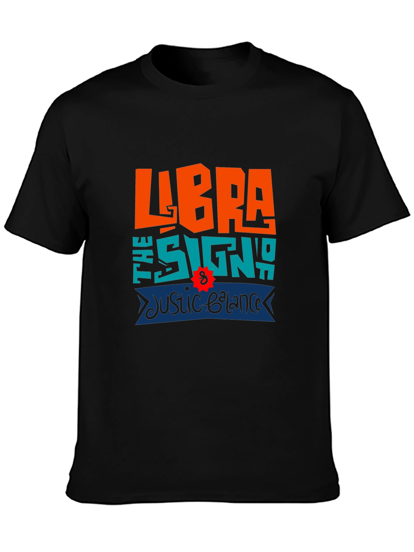 Libra Zodiac Sign Graphic Tee - Justice & Balance Black T-Shirt