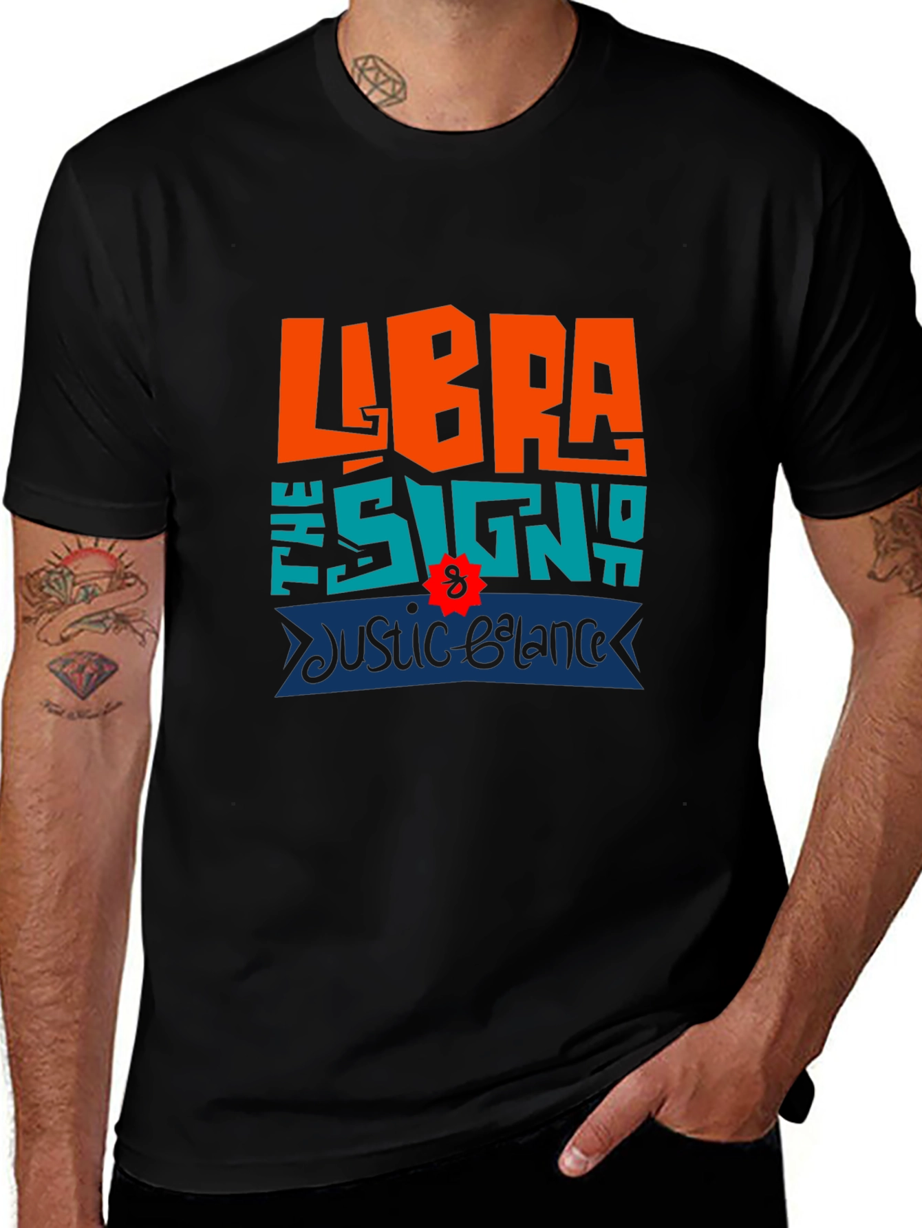 Libra Zodiac Sign Graphic Tee - Justice & Balance Black T-Shirt