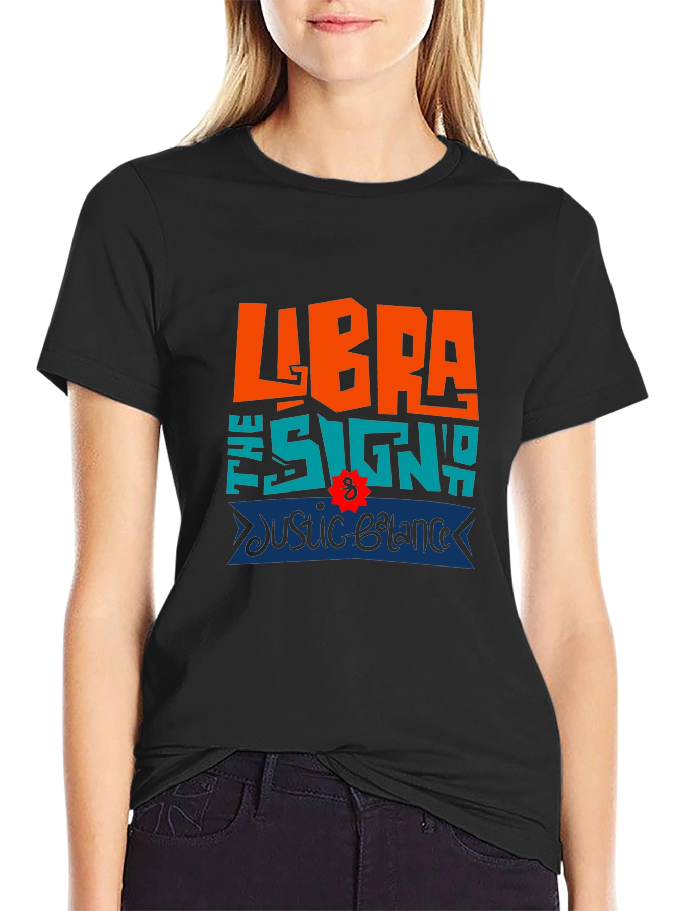 Libra Zodiac Sign Graphic Tee - Justice & Balance Black T-Shirt