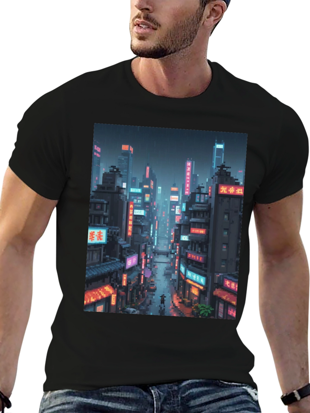Cyberpunk Cityscape Graphic Tee - Urban Style