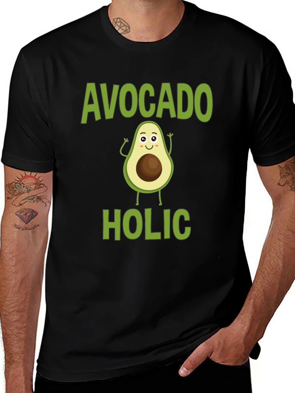Avocado-holic Graphic Tee - Black Cotton T-Shirt
