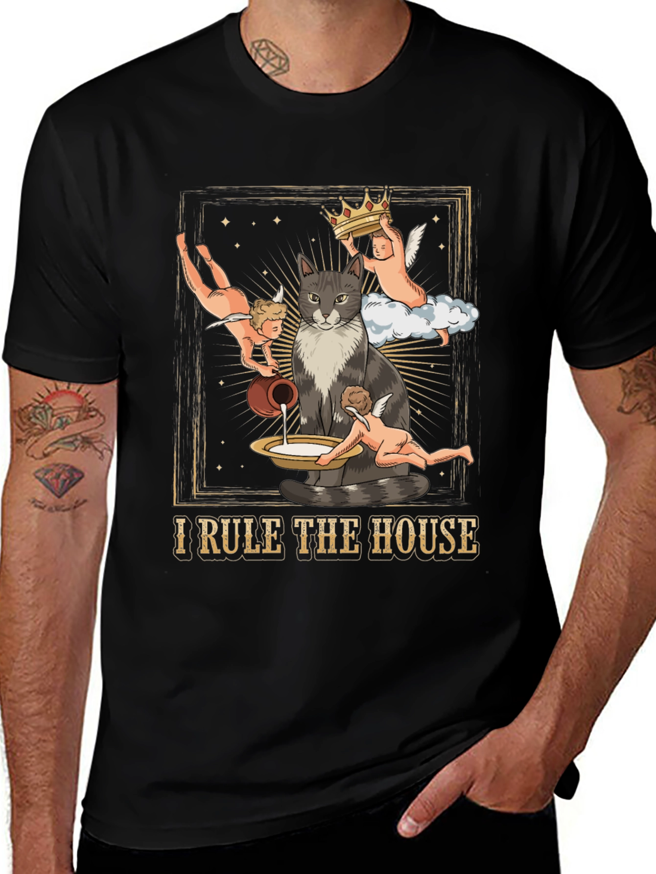 Cat King T-Shirt - I Rule the House Funny Tee