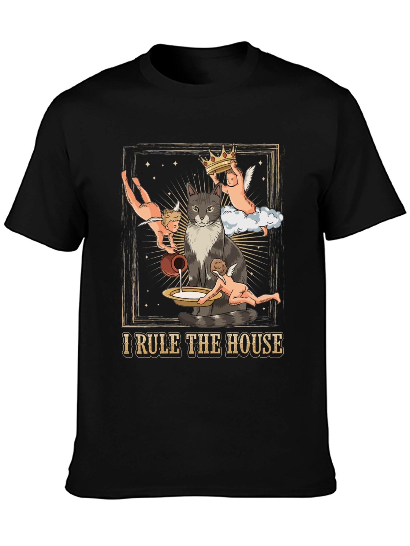 Cat King T-Shirt - I Rule the House Funny Tee
