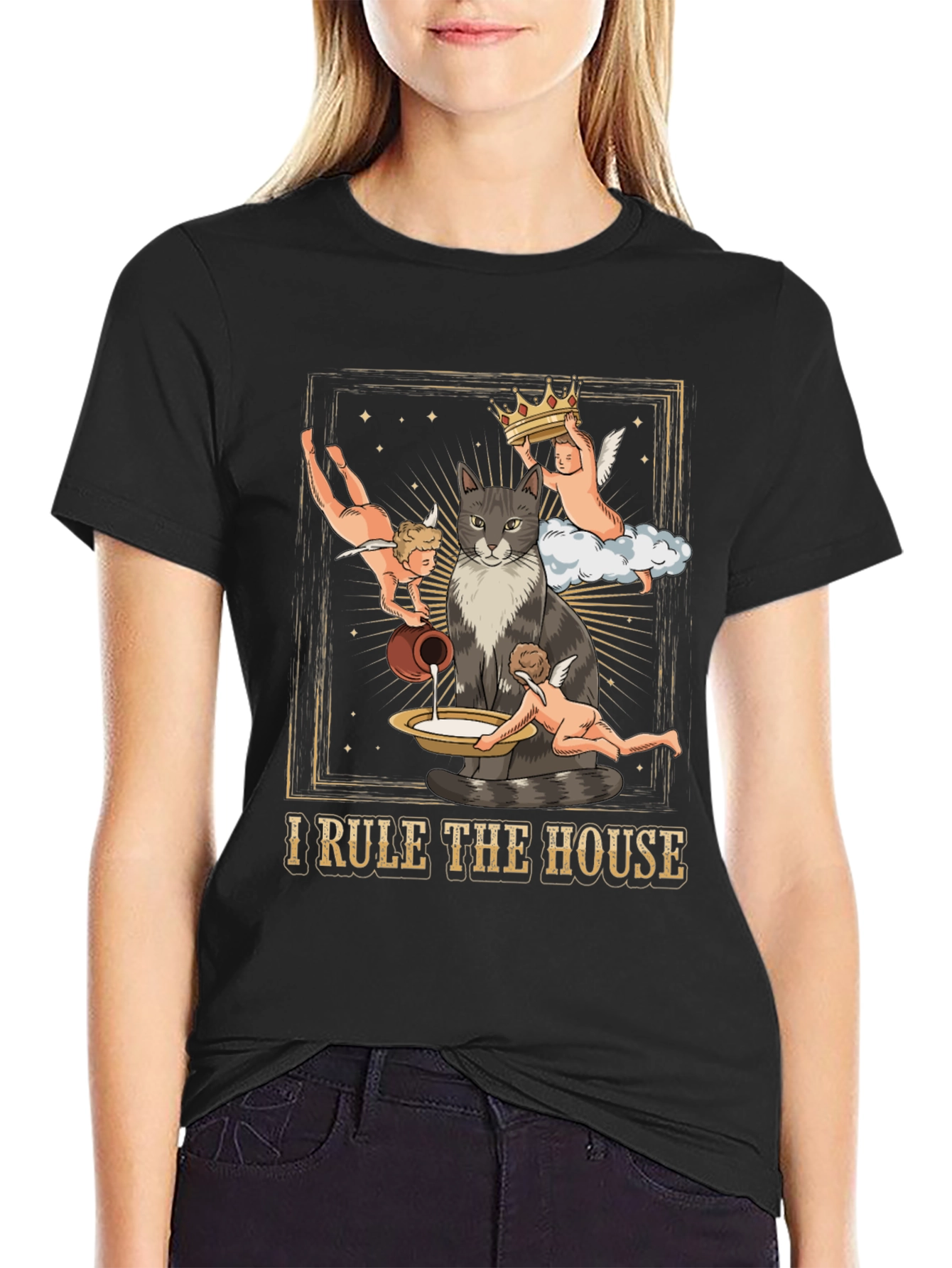 Cat King T-Shirt - I Rule the House Funny Tee