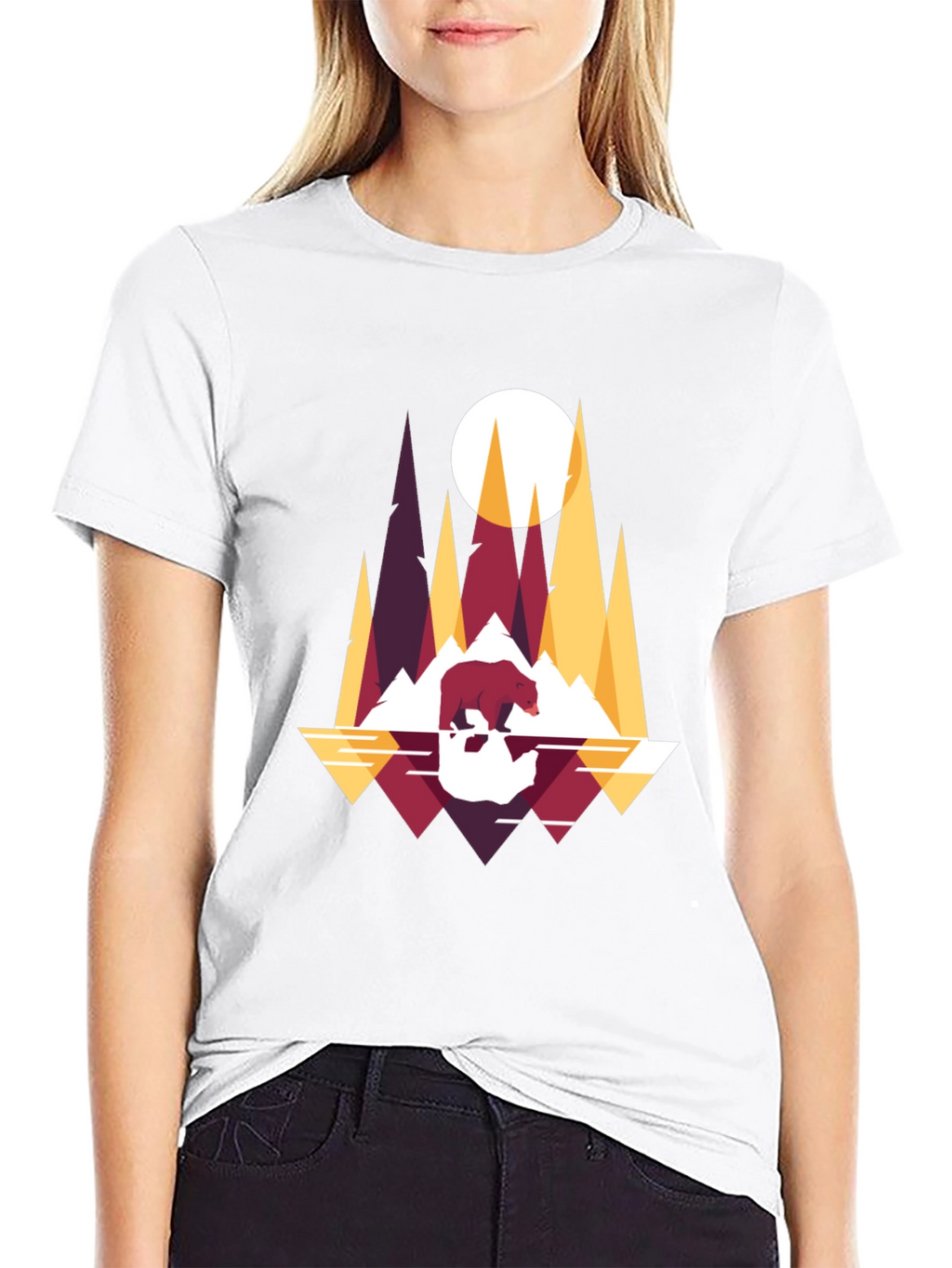 Geometric Bear & Mountain T-Shirt