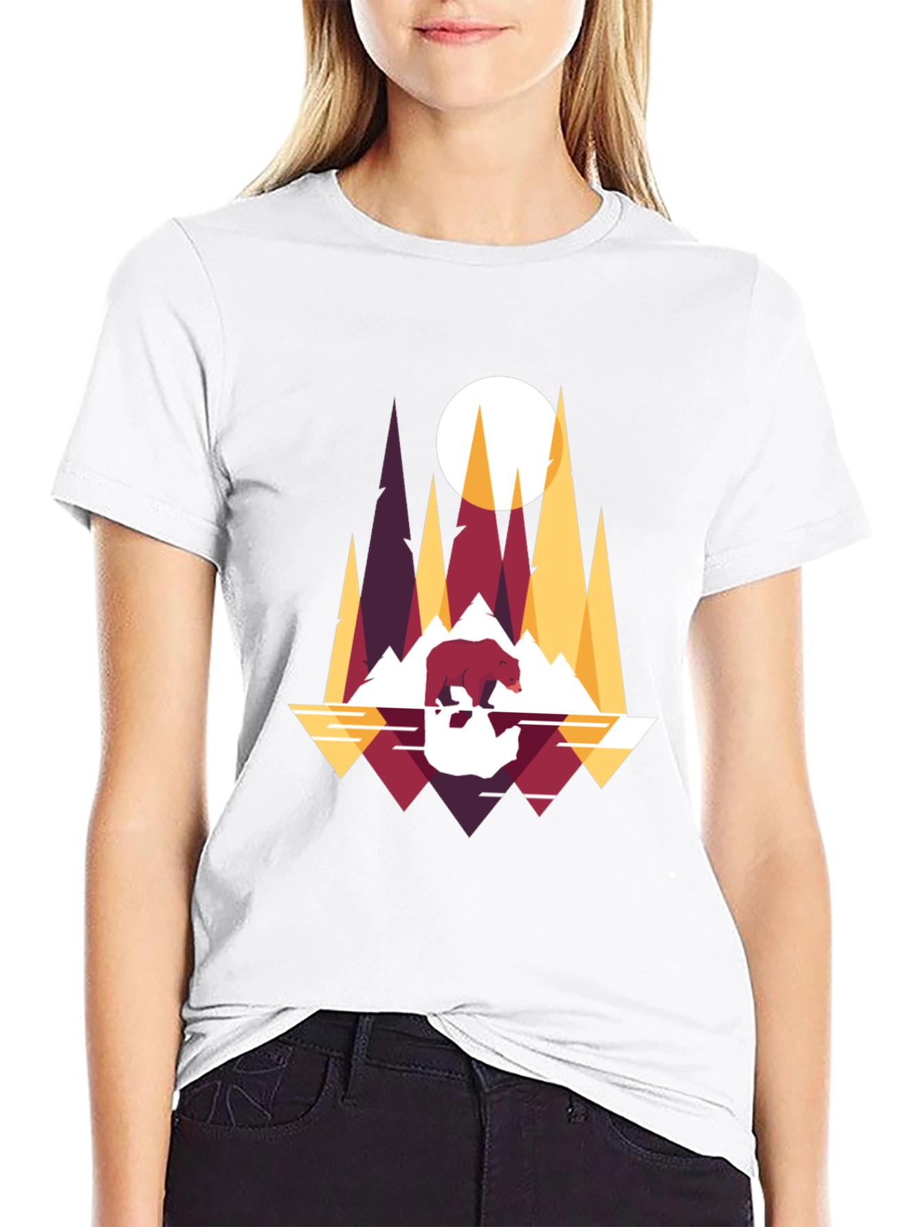 Geometric Bear & Mountain T-Shirt