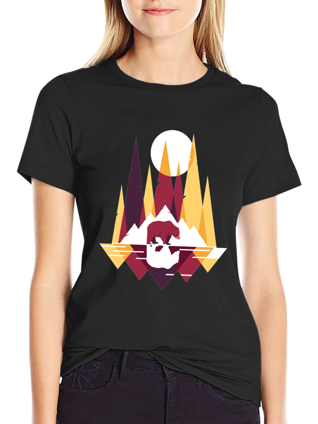 Geometric Bear & Mountain T-Shirt