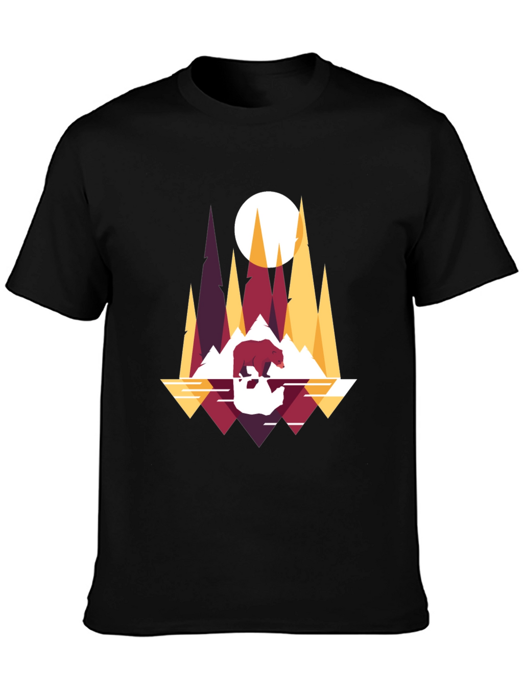 Geometric Bear & Mountain T-Shirt