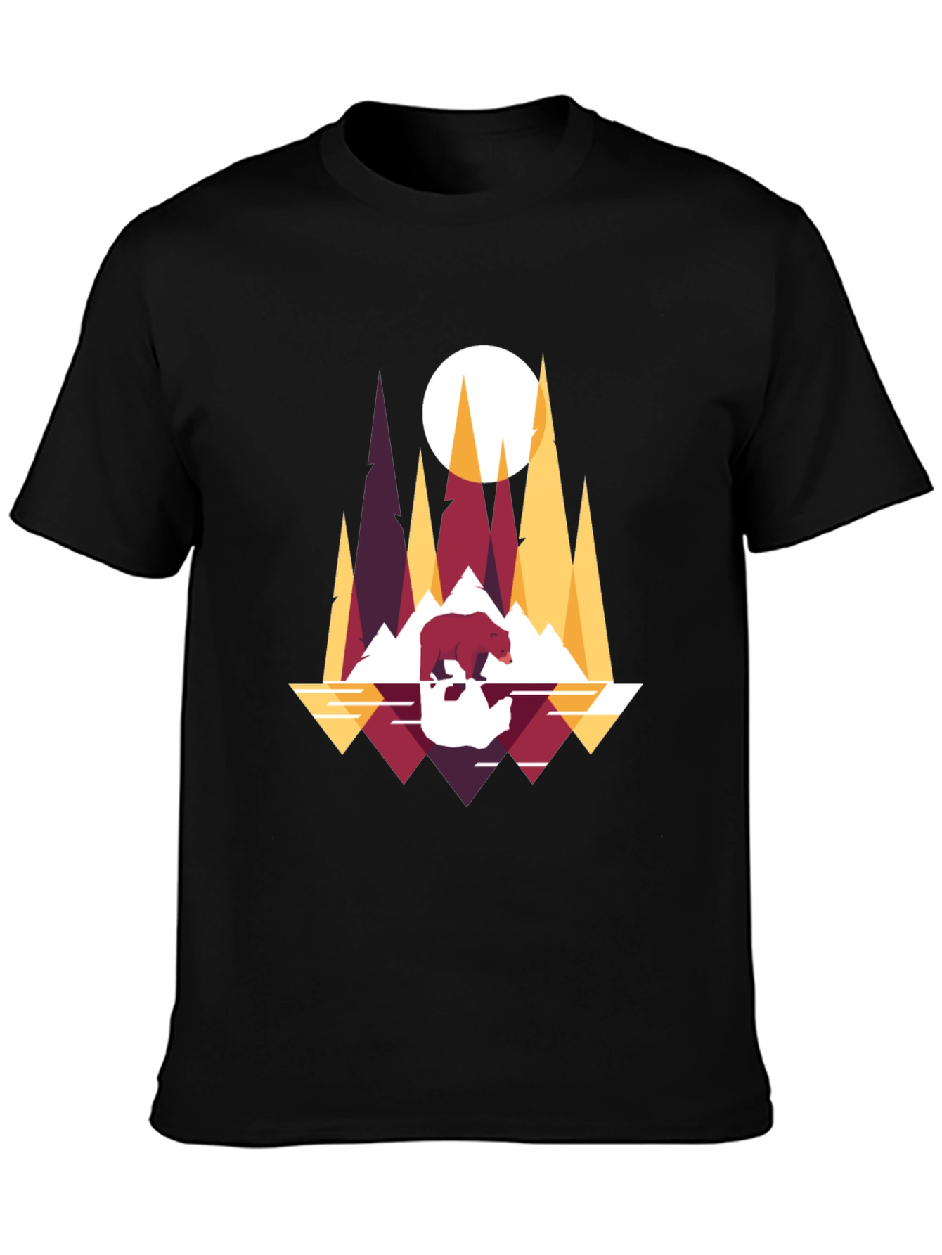 Geometric Bear & Mountain T-Shirt