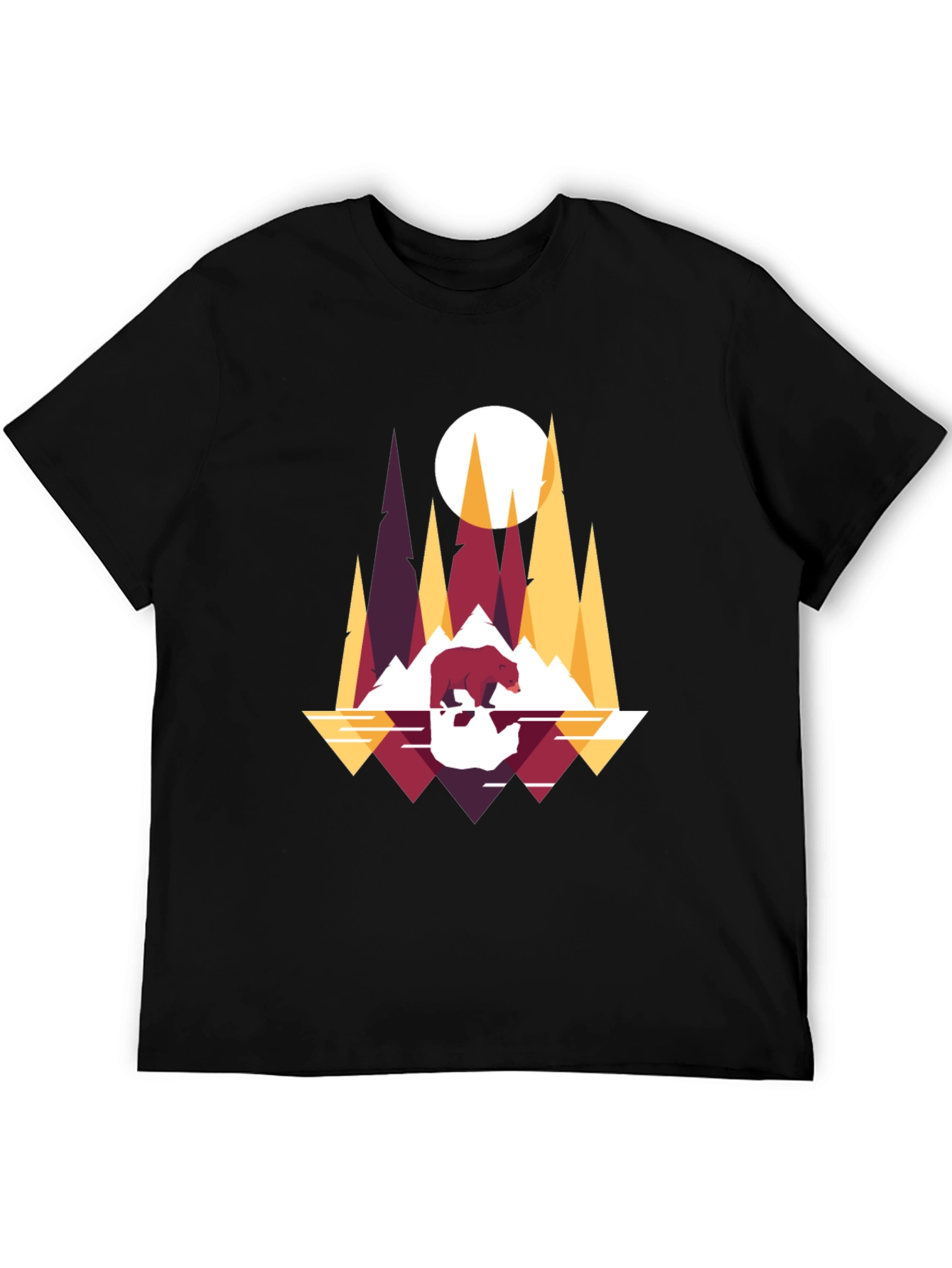 Geometric Bear & Mountain T-Shirt