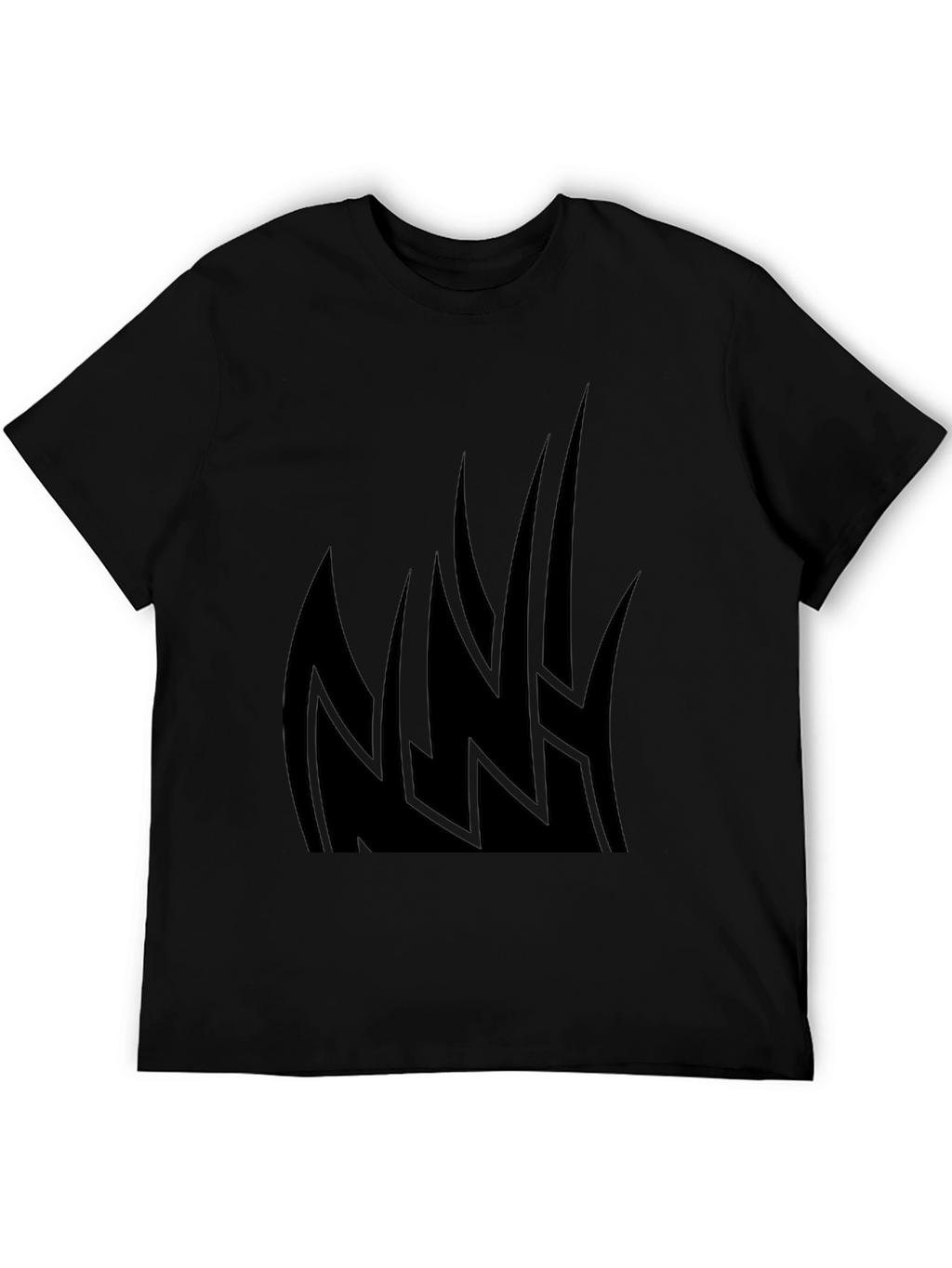 Mens Black Graphic Tee - Tribal Flames Design